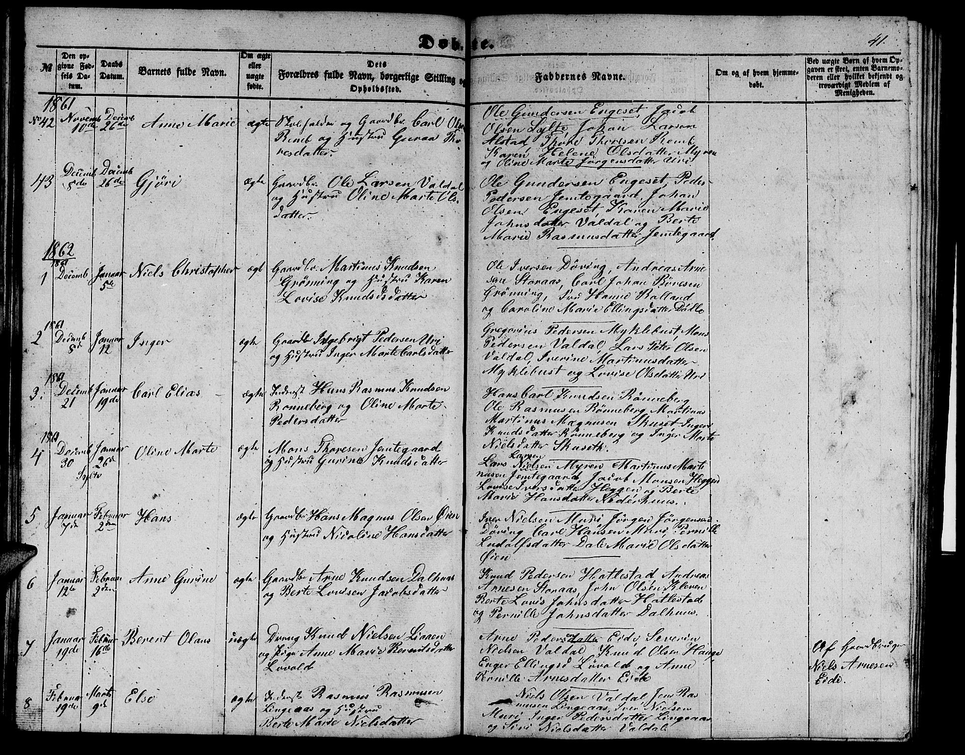 Ministerialprotokoller, klokkerbøker og fødselsregistre - Møre og Romsdal, AV/SAT-A-1454/519/L0261: Parish register (copy) no. 519C02, 1854-1867, p. 41