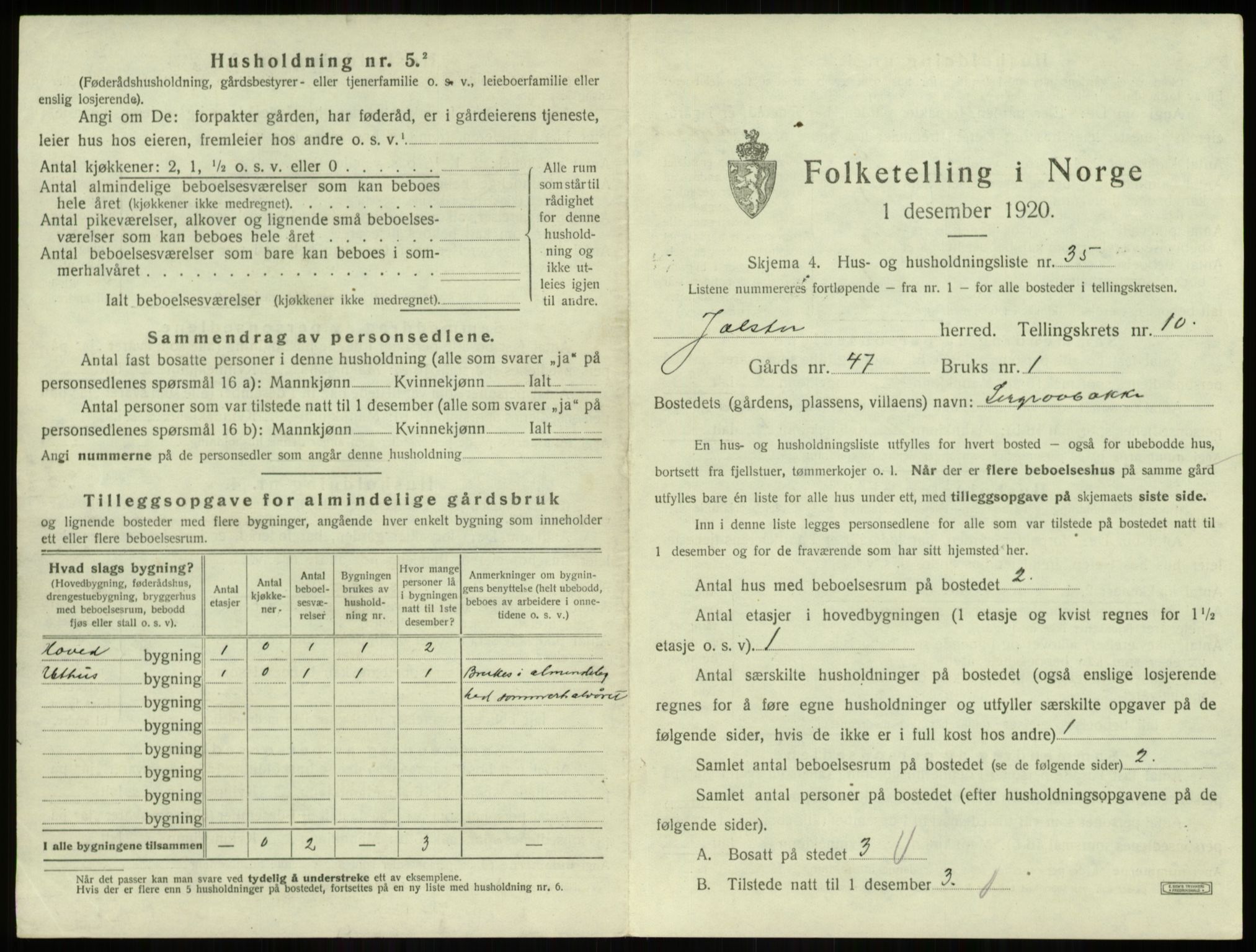 SAB, 1920 census for Jølster, 1920, p. 676