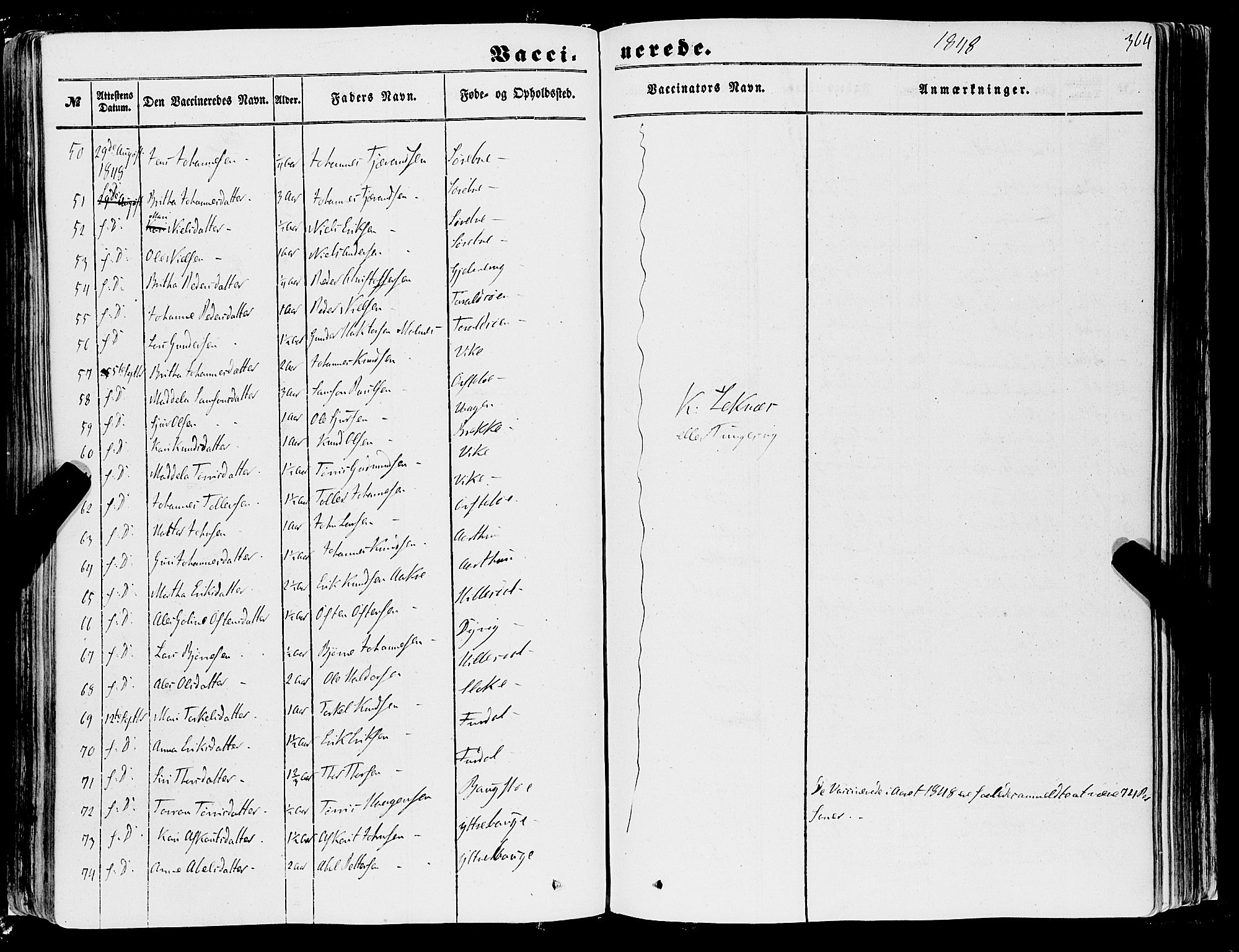 Skånevik sokneprestembete, SAB/A-77801/H/Haa: Parish register (official) no. A 5II, 1848-1869, p. 364