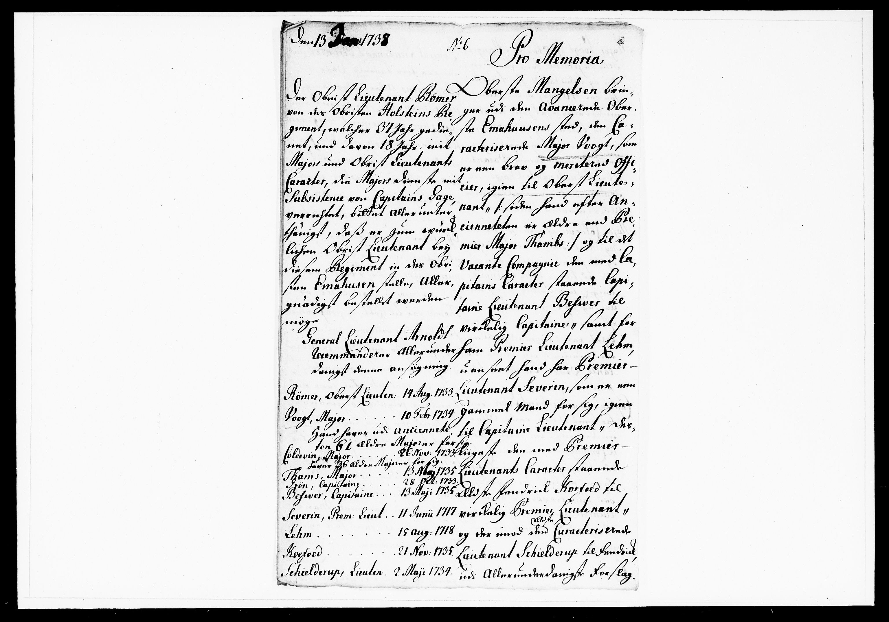 Krigskollegiet, Krigskancelliet, DRA/A-0006/-/1143-1150: Refererede sager, 1738, p. 27