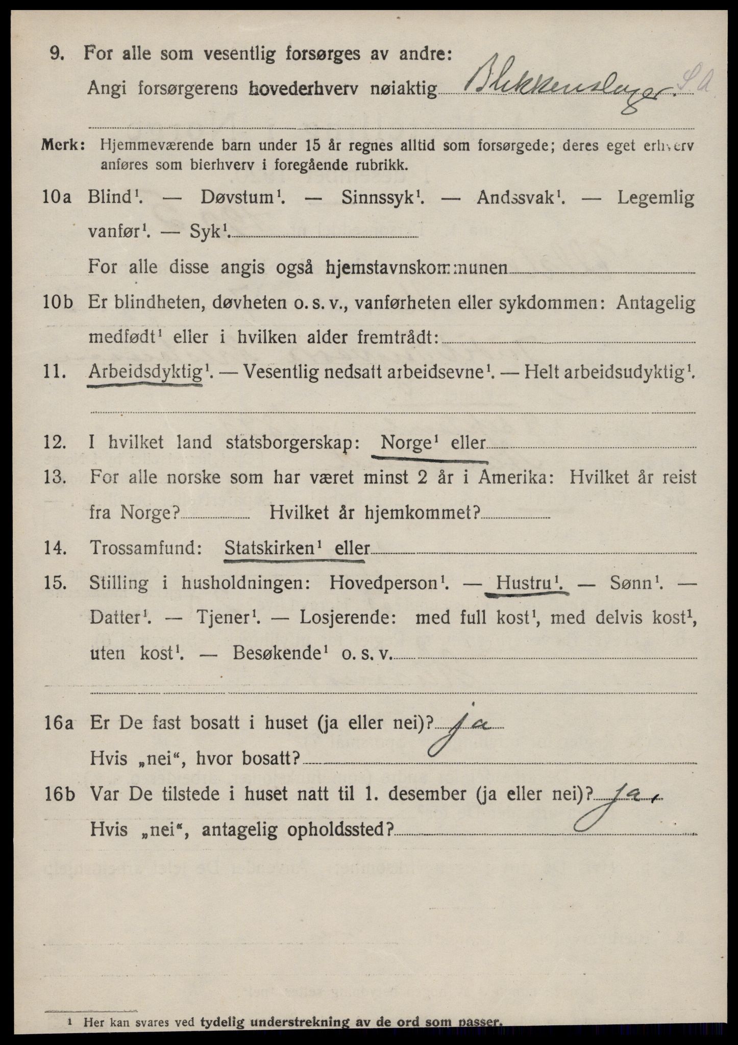 SAT, 1920 census for Ulstein, 1920, p. 1861