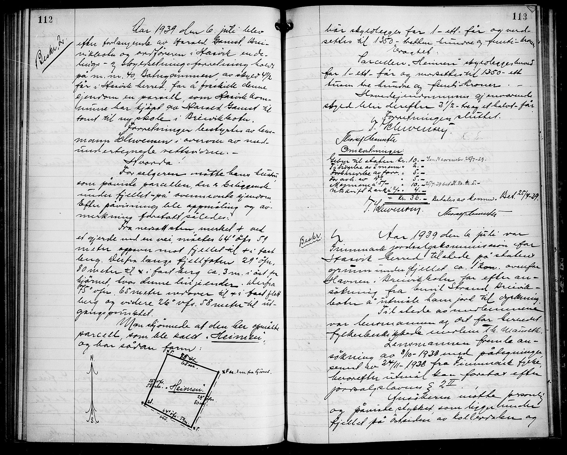 Lensmannen i Hasvik (hos Finnmarkseiendommen)*, FIEI/-, 1938-1944, p. 112-113