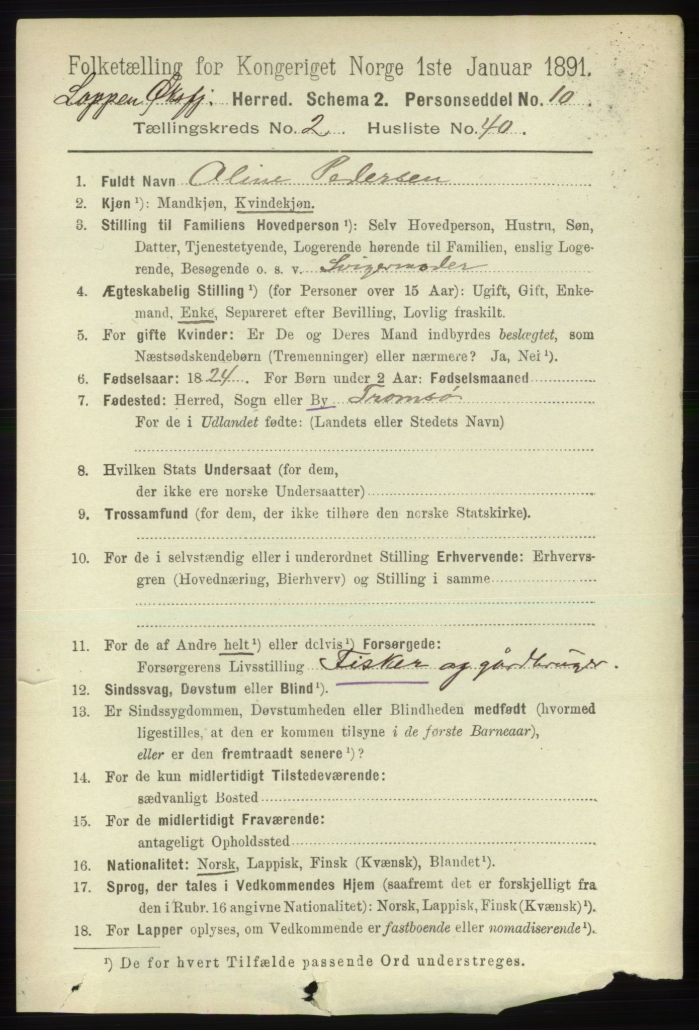 RA, 1891 census for 2014 Loppa, 1891, p. 647