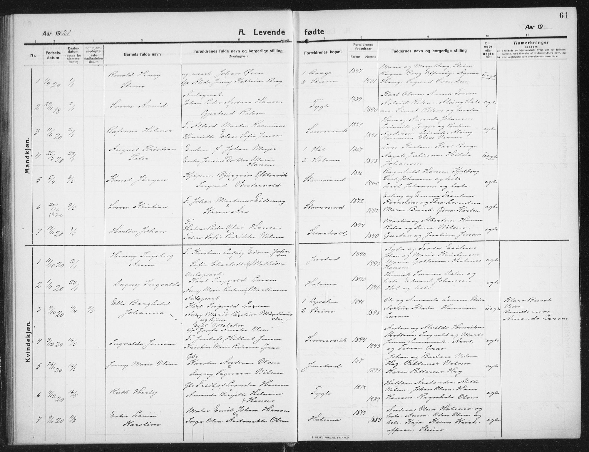 Ministerialprotokoller, klokkerbøker og fødselsregistre - Nordland, SAT/A-1459/882/L1183: Parish register (copy) no. 882C01, 1911-1938, p. 61
