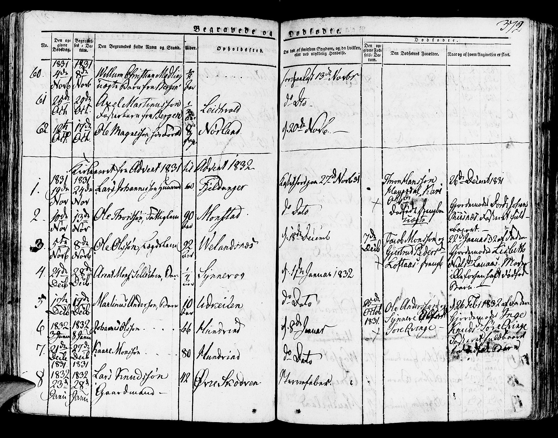 Lindås Sokneprestembete, SAB/A-76701/H/Haa: Parish register (official) no. A 8, 1823-1836, p. 372