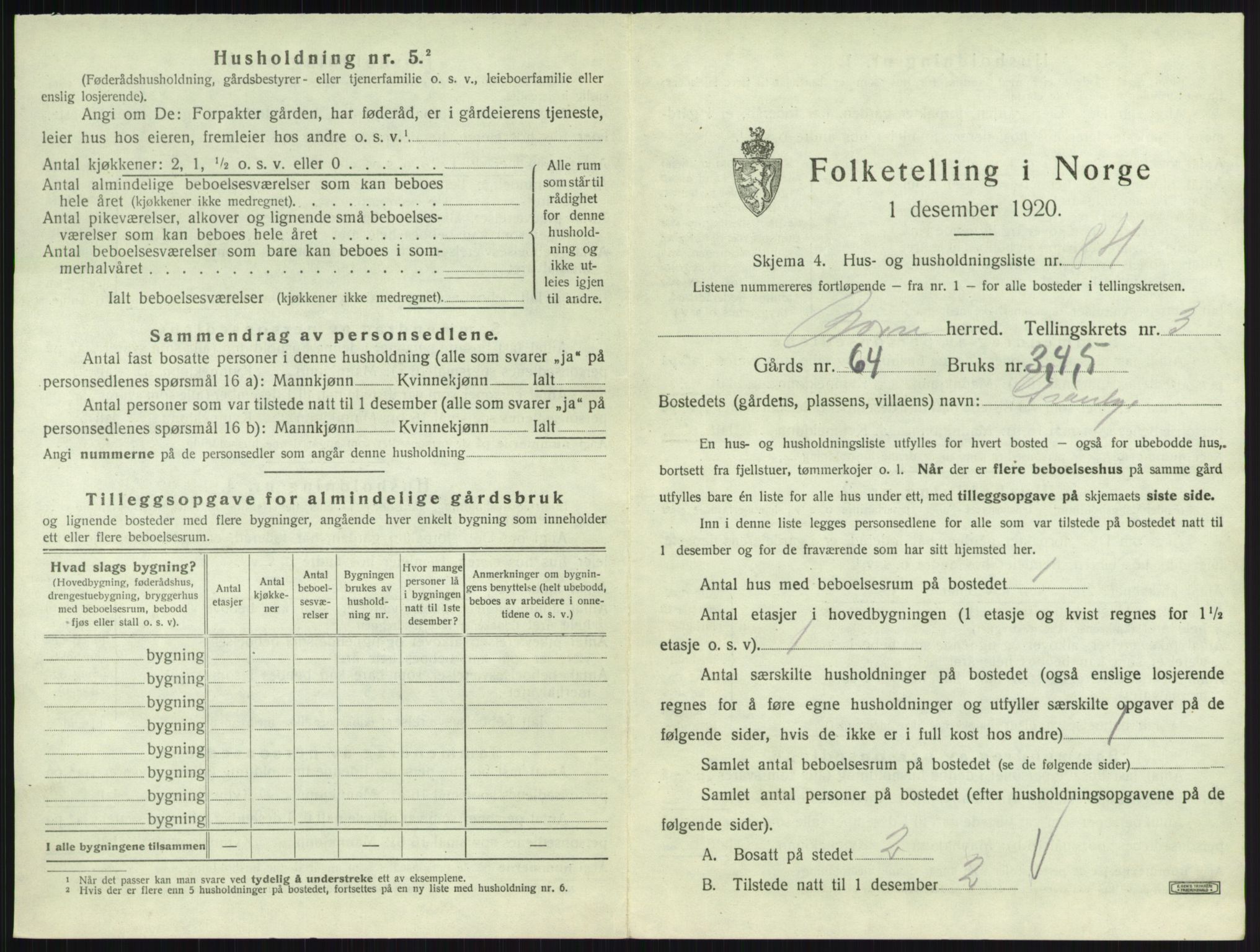 SAKO, 1920 census for Borre, 1920, p. 971