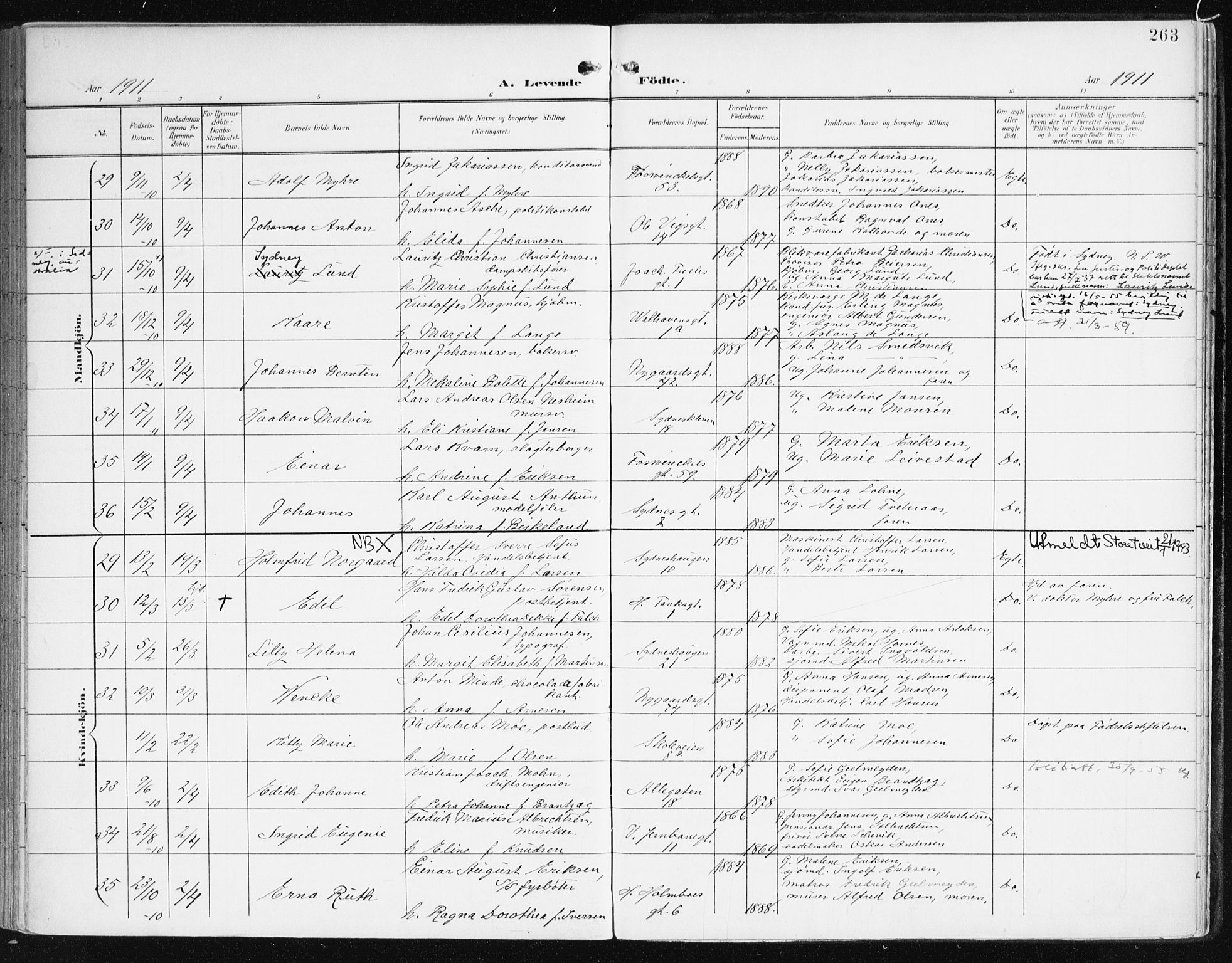 Johanneskirken sokneprestembete, AV/SAB-A-76001/H/Haa/L0002: Parish register (official) no. A 2, 1900-1912, p. 263