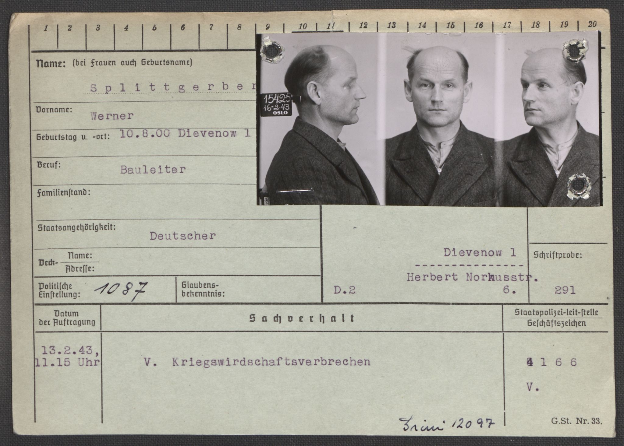 Befehlshaber der Sicherheitspolizei und des SD, AV/RA-RAFA-5969/E/Ea/Eaa/L0009: Register over norske fanger i Møllergata 19: Ru-Sy, 1940-1945, p. 1096