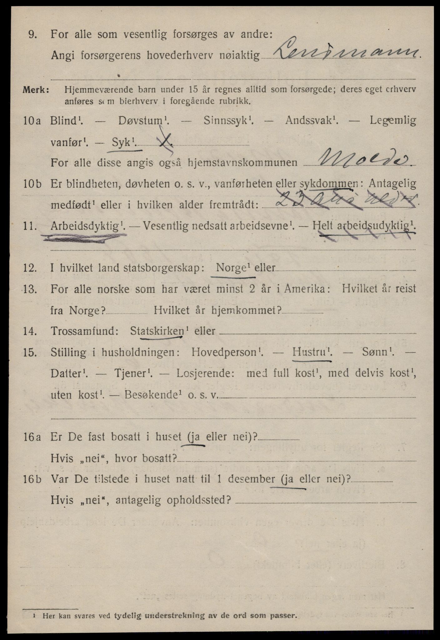 SAT, 1920 census for Molde, 1920, p. 6690