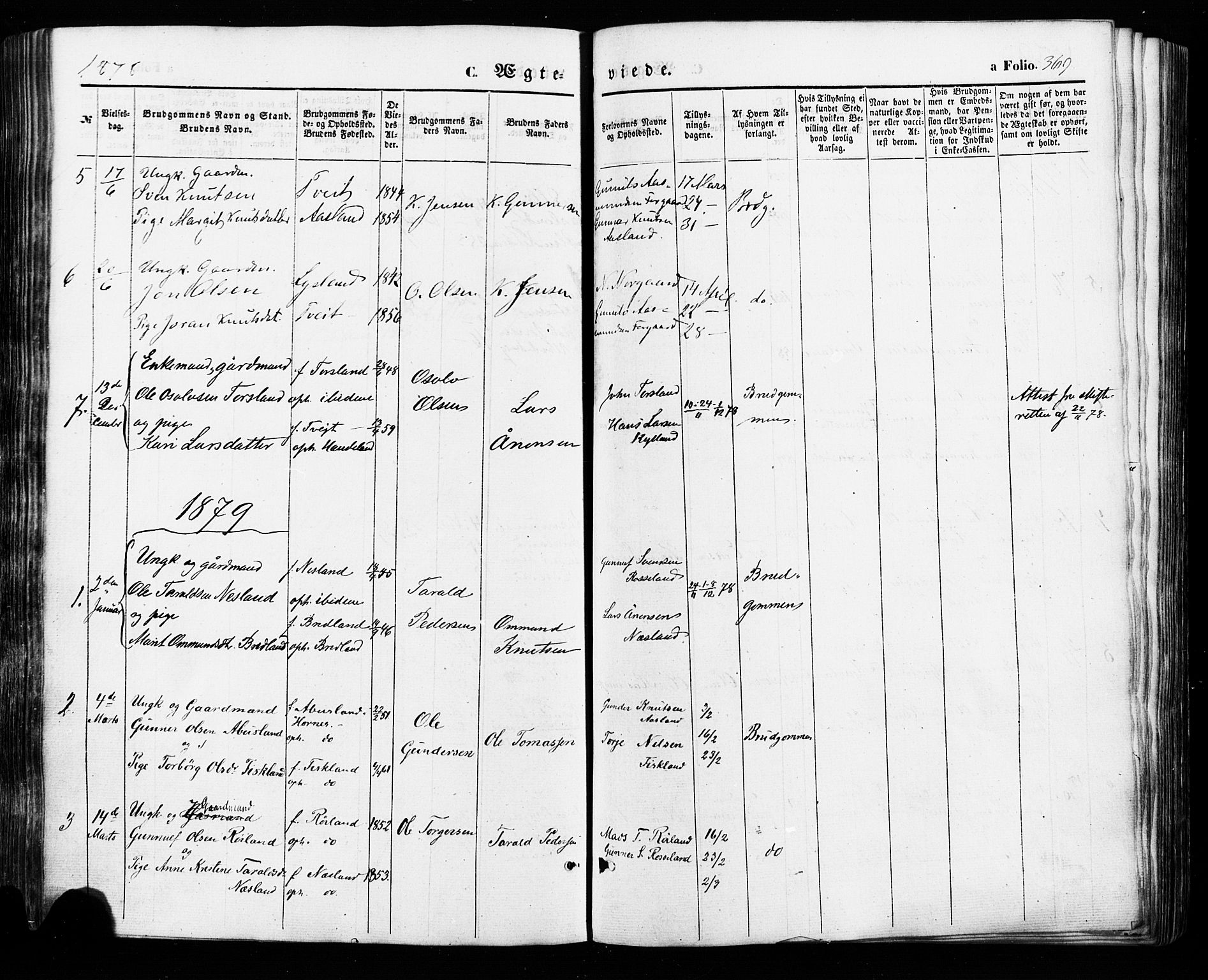 Åseral sokneprestkontor, SAK/1111-0051/F/Fa/L0002: Parish register (official) no. A 2, 1854-1884, p. 369