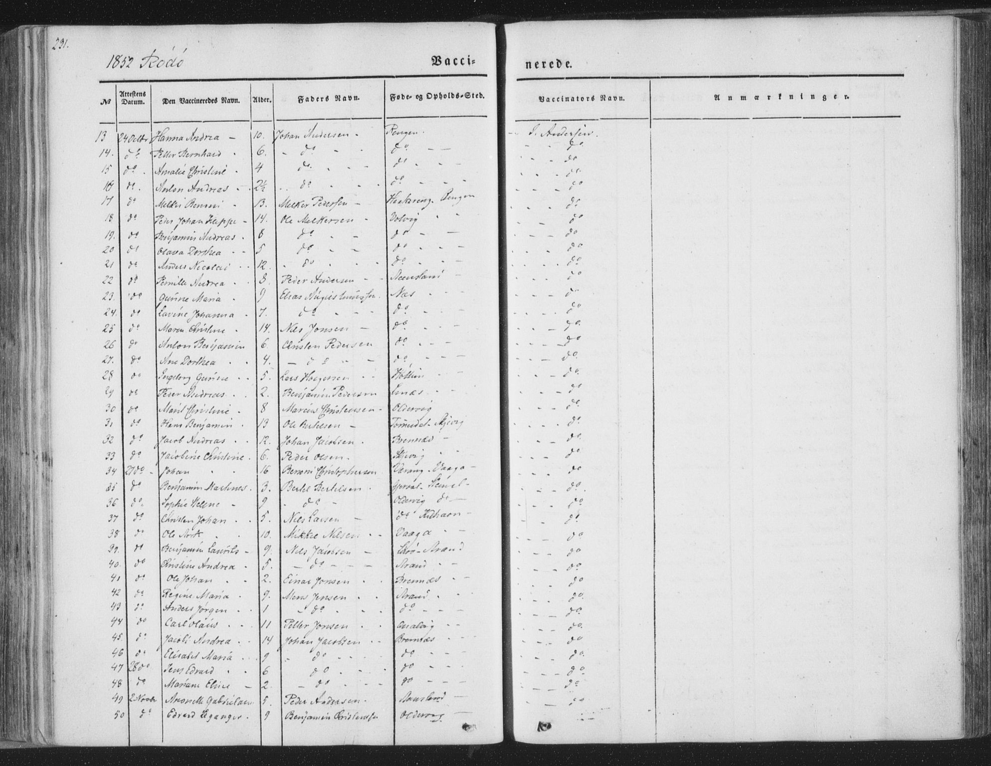 Ministerialprotokoller, klokkerbøker og fødselsregistre - Nordland, AV/SAT-A-1459/841/L0604: Parish register (official) no. 841A09 /1, 1845-1862, p. 231