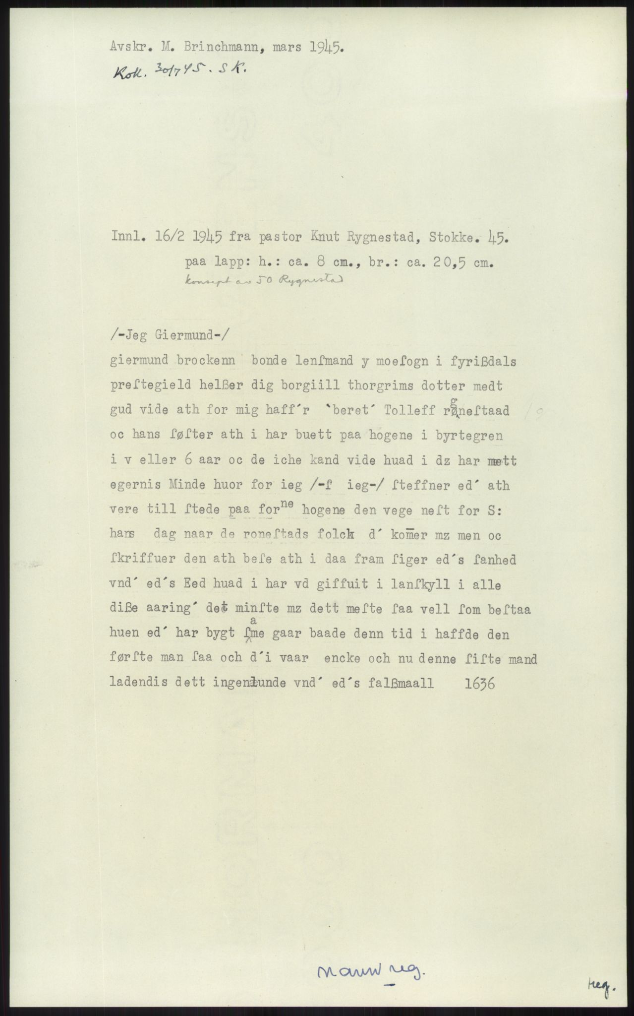 Samlinger til kildeutgivelse, Diplomavskriftsamlingen, AV/RA-EA-4053/H/Ha, p. 1585