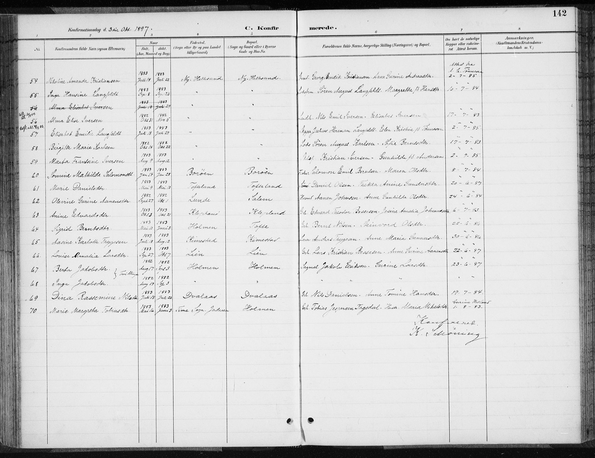 Søgne sokneprestkontor, SAK/1111-0037/F/Fa/Fab/L0013: Parish register (official) no. A 13, 1892-1911, p. 142