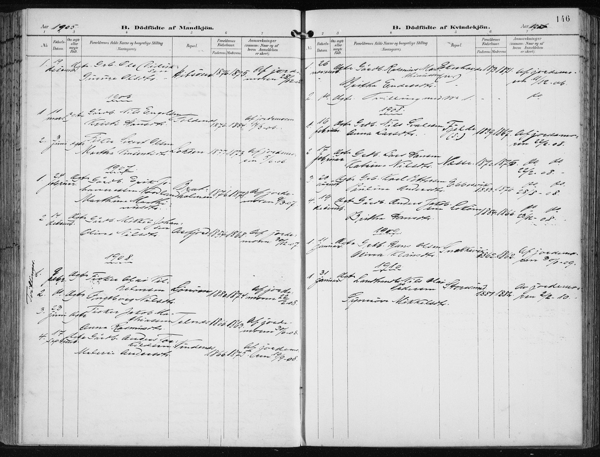 Fjell sokneprestembete, SAB/A-75301/H/Haa: Parish register (official) no. A  9, 1899-1910, p. 146