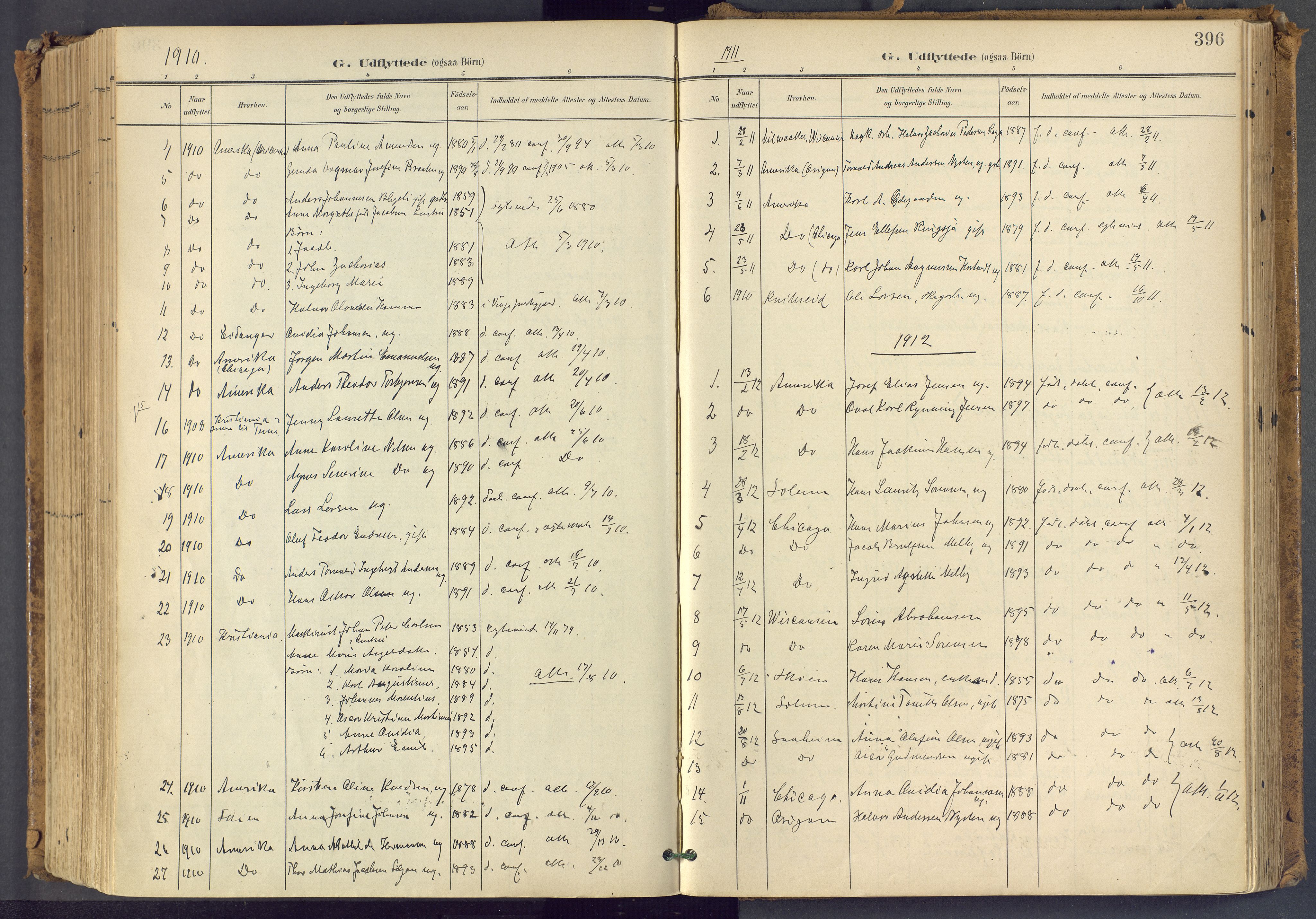 Bamble kirkebøker, SAKO/A-253/F/Fa/L0009: Parish register (official) no. I 9, 1901-1917, p. 396