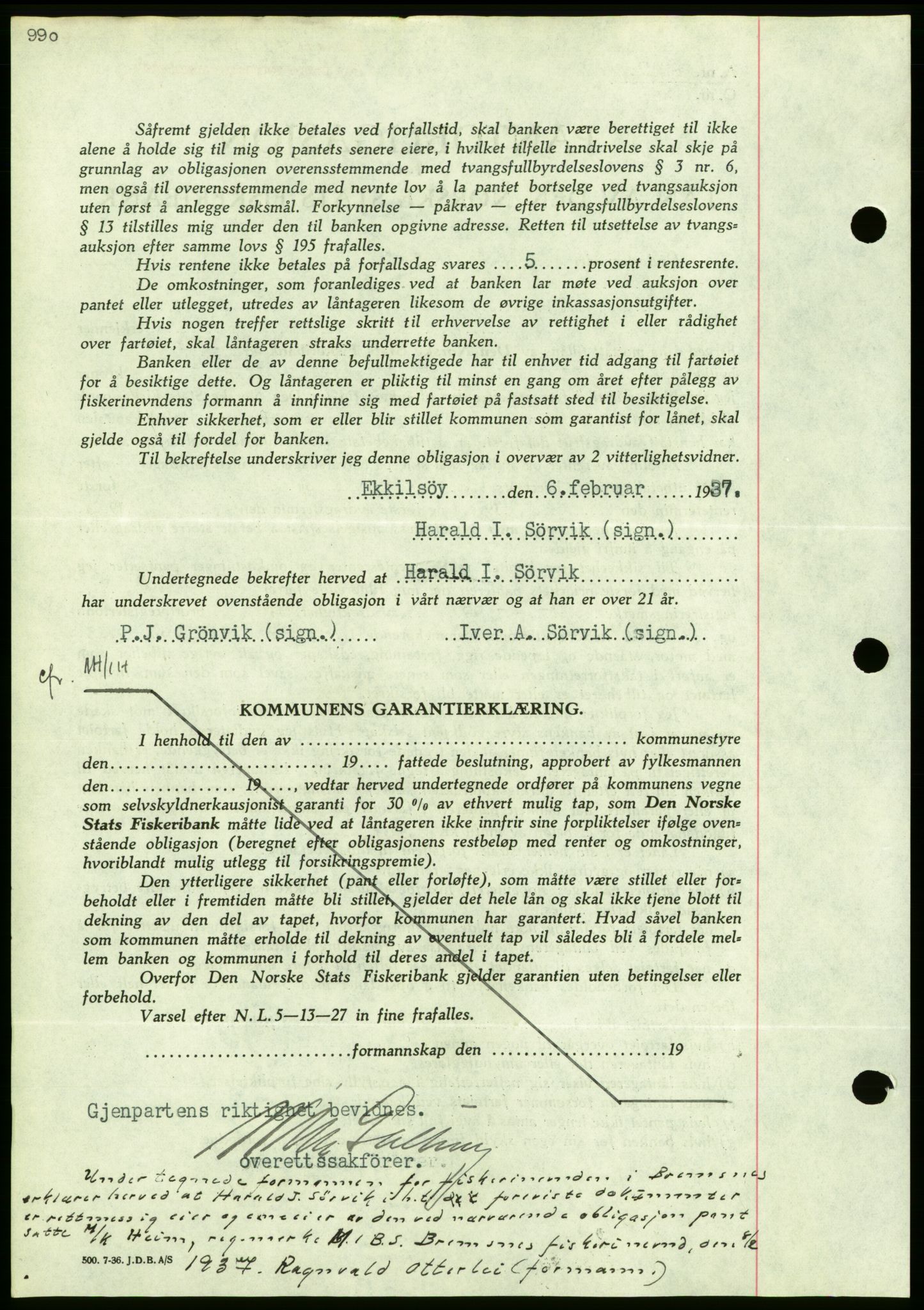 Nordmøre sorenskriveri, AV/SAT-A-4132/1/2/2Ca/L0090: Mortgage book no. B80, 1936-1937, Diary no: : 422/1937