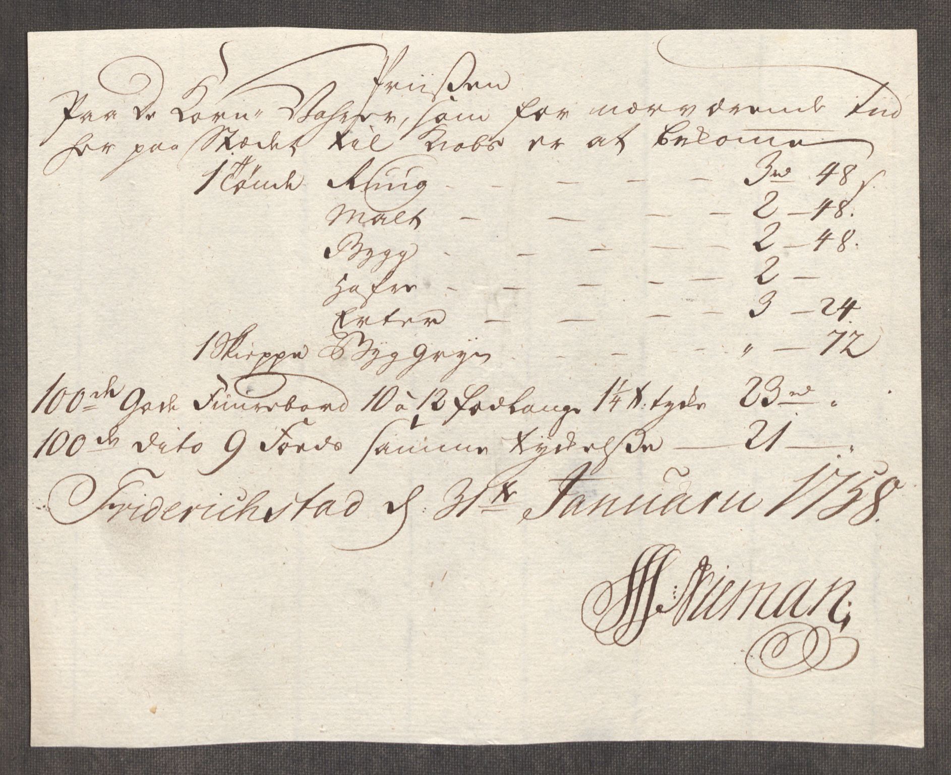 Rentekammeret inntil 1814, Realistisk ordnet avdeling, RA/EA-4070/Oe/L0006: [Ø1]: Priskuranter, 1758-1760, p. 35