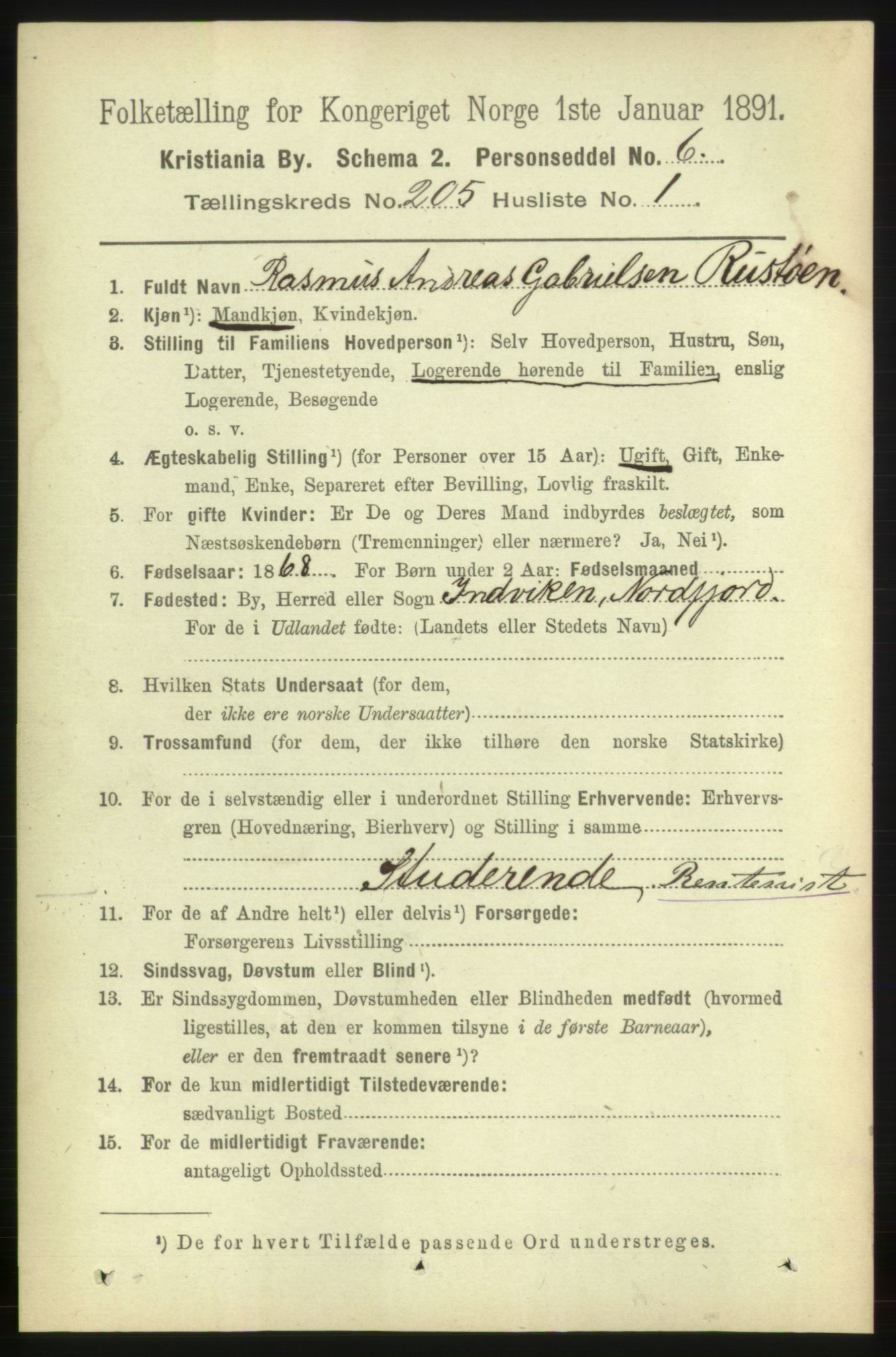 RA, 1891 census for 0301 Kristiania, 1891, p. 123335