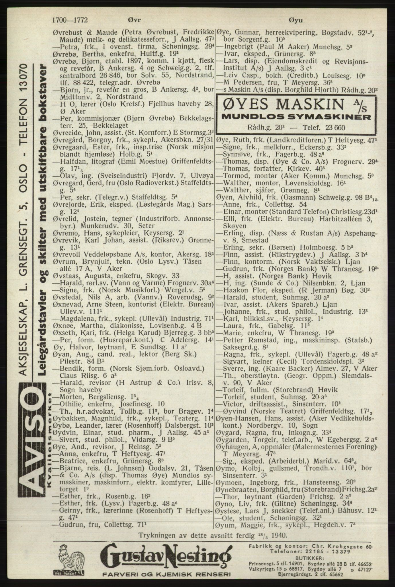 Kristiania/Oslo adressebok, PUBL/-, 1940, p. 1718