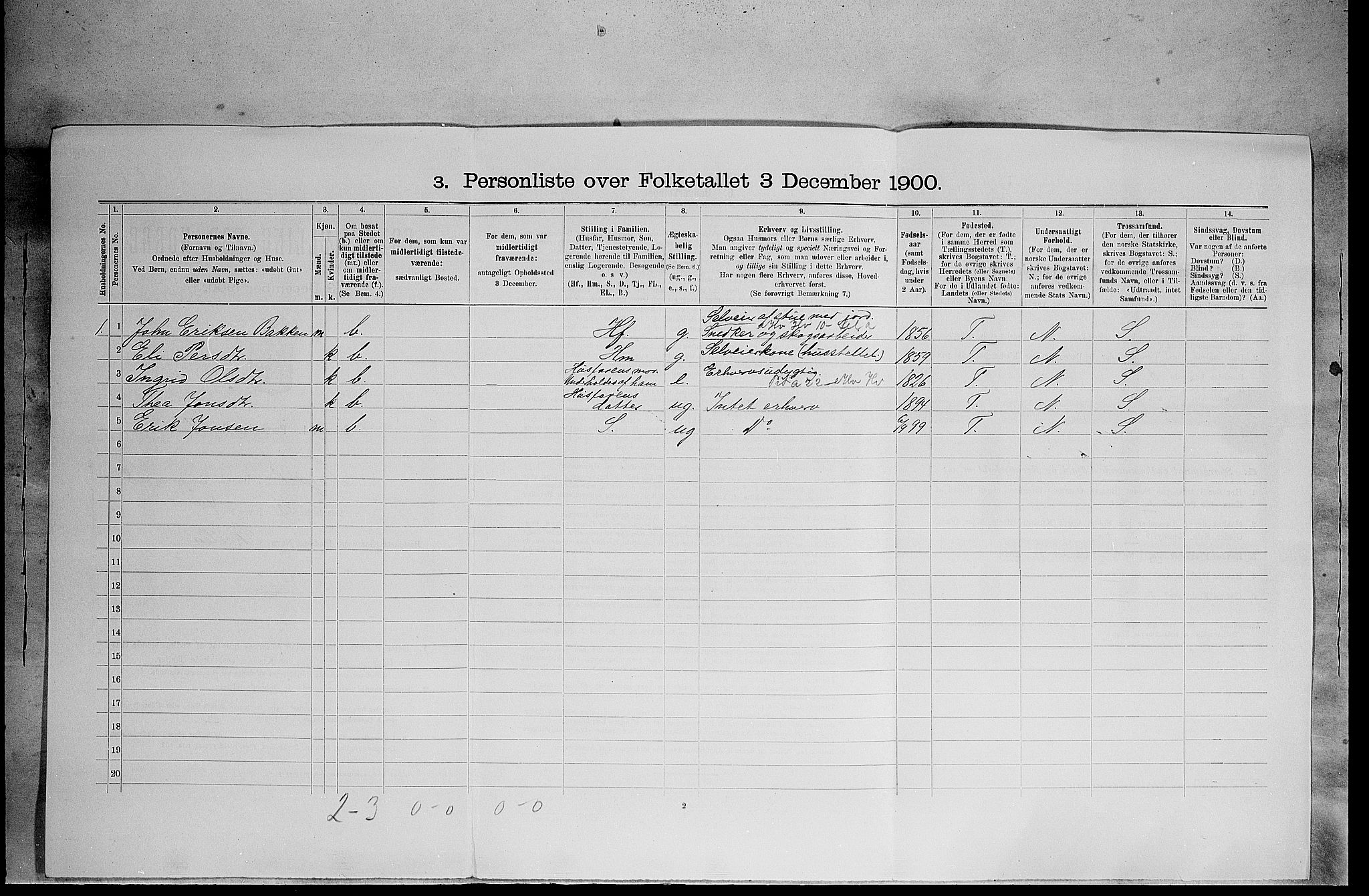 SAH, 1900 census for Trysil, 1900, p. 937