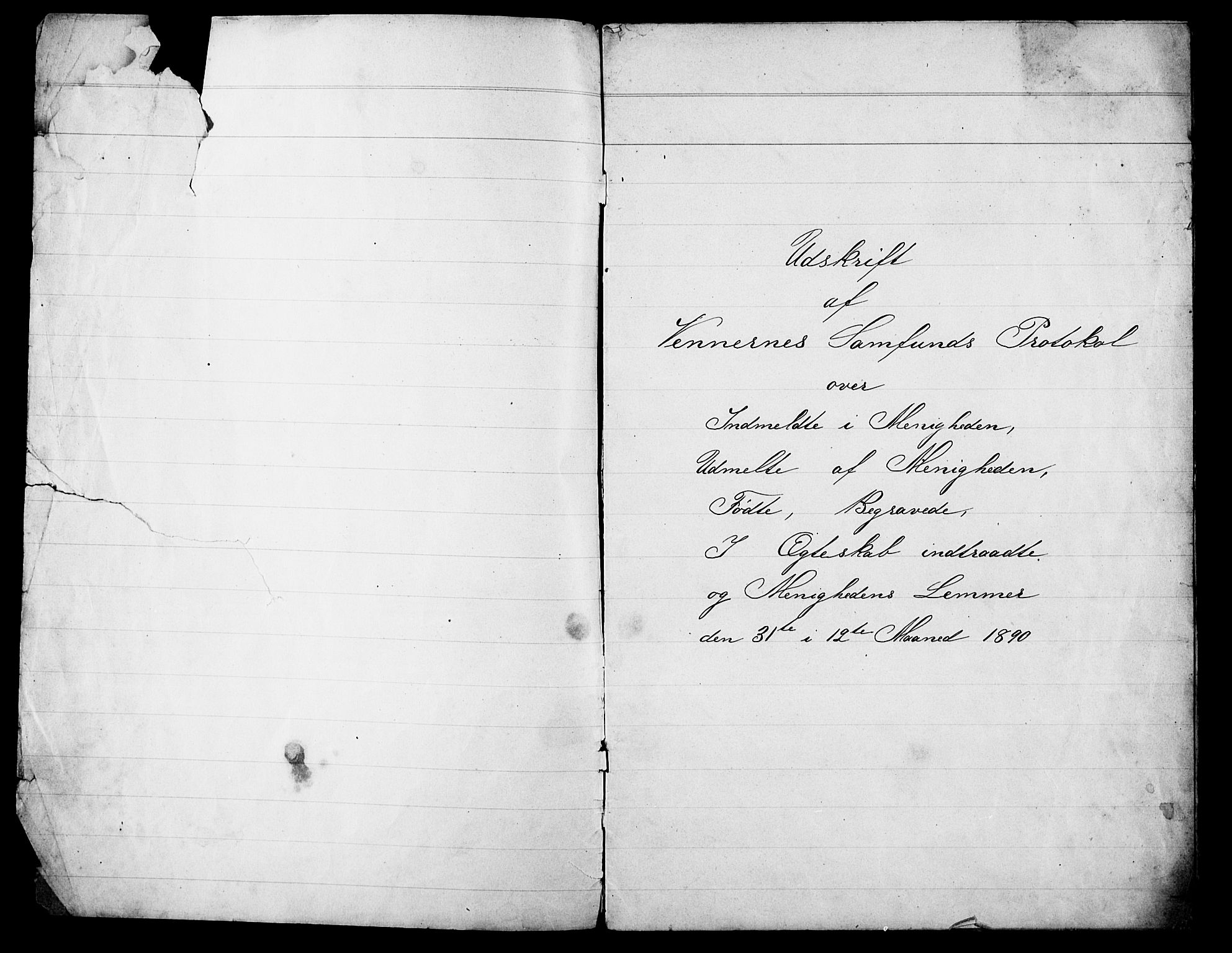 Pa 0160 - Vennenes Samfunn, Stavanger, AV/SAST-A-100269/F/Fc/L0002: Dissenter register no. 2, 1880-1891