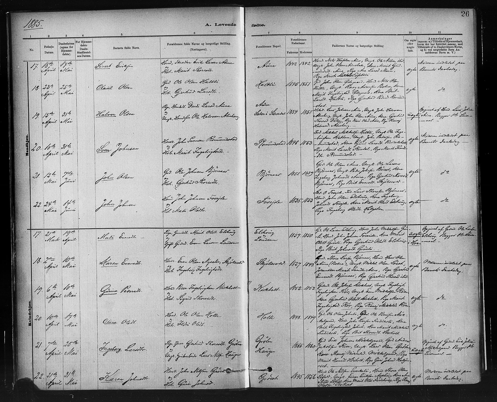 Ministerialprotokoller, klokkerbøker og fødselsregistre - Møre og Romsdal, AV/SAT-A-1454/598/L1069: Parish register (official) no. 598A03, 1882-1895, p. 26