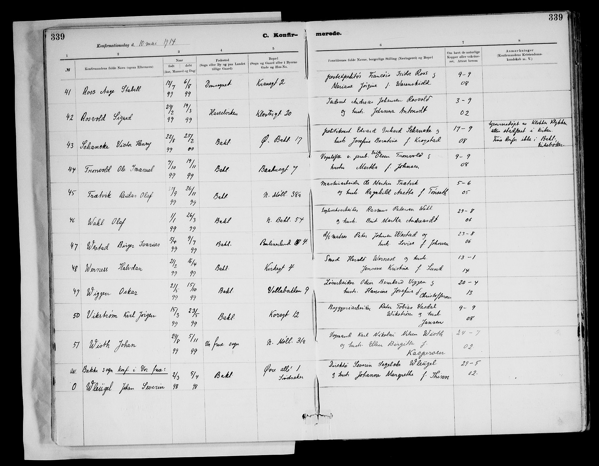 Ministerialprotokoller, klokkerbøker og fødselsregistre - Sør-Trøndelag, AV/SAT-A-1456/604/L0203: Parish register (official) no. 604A23, 1908-1916, p. 339