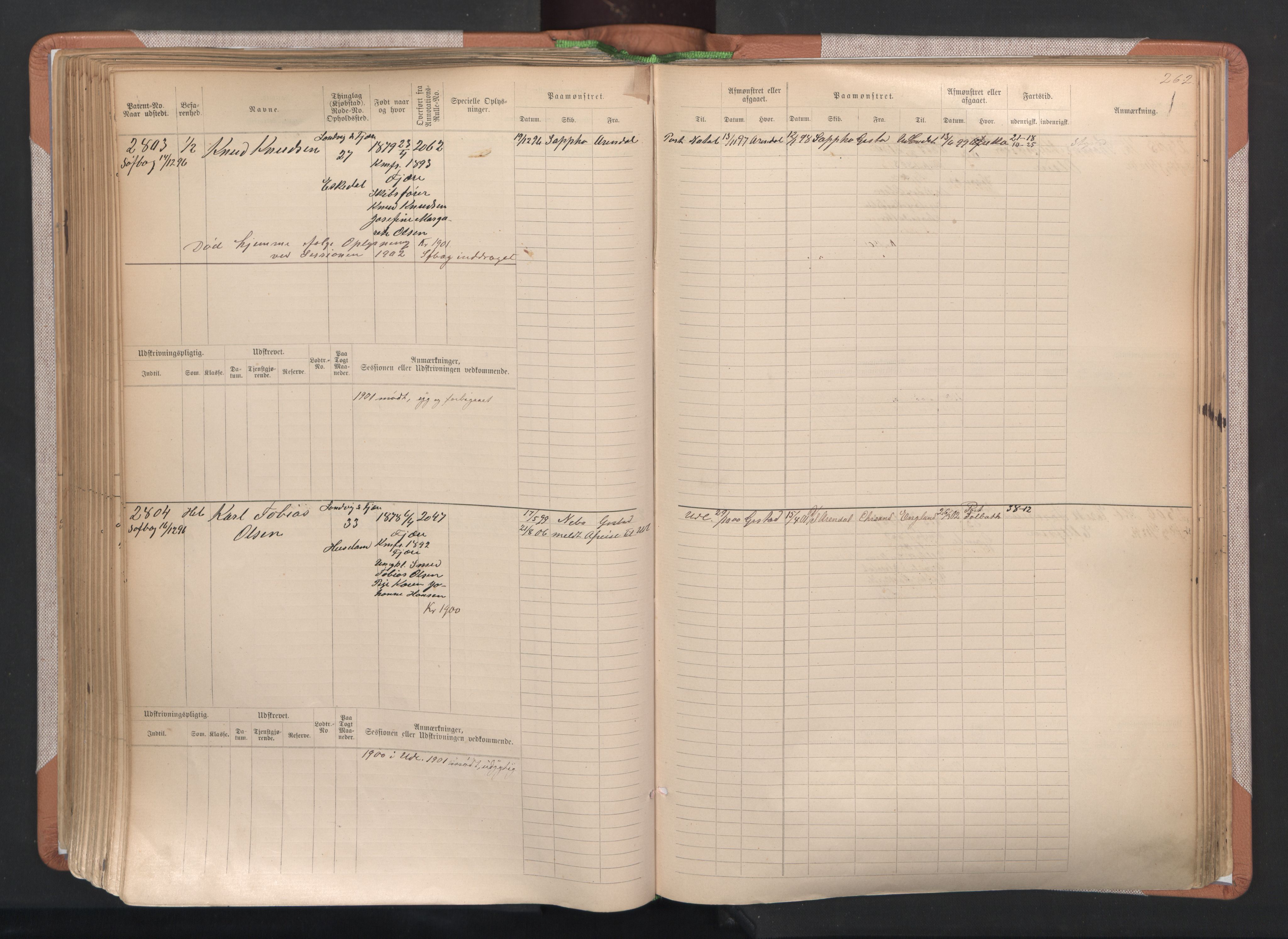 Grimstad mønstringskrets, AV/SAK-2031-0013/F/Fb/L0004: Hovedrulle A nr 2277-3042, F-7, 1889-1940, p. 270