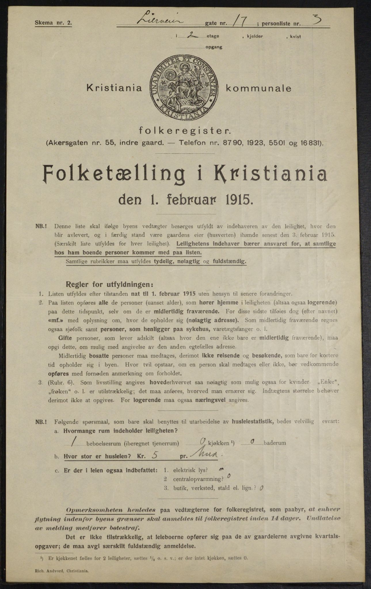 OBA, Municipal Census 1915 for Kristiania, 1915, p. 57026