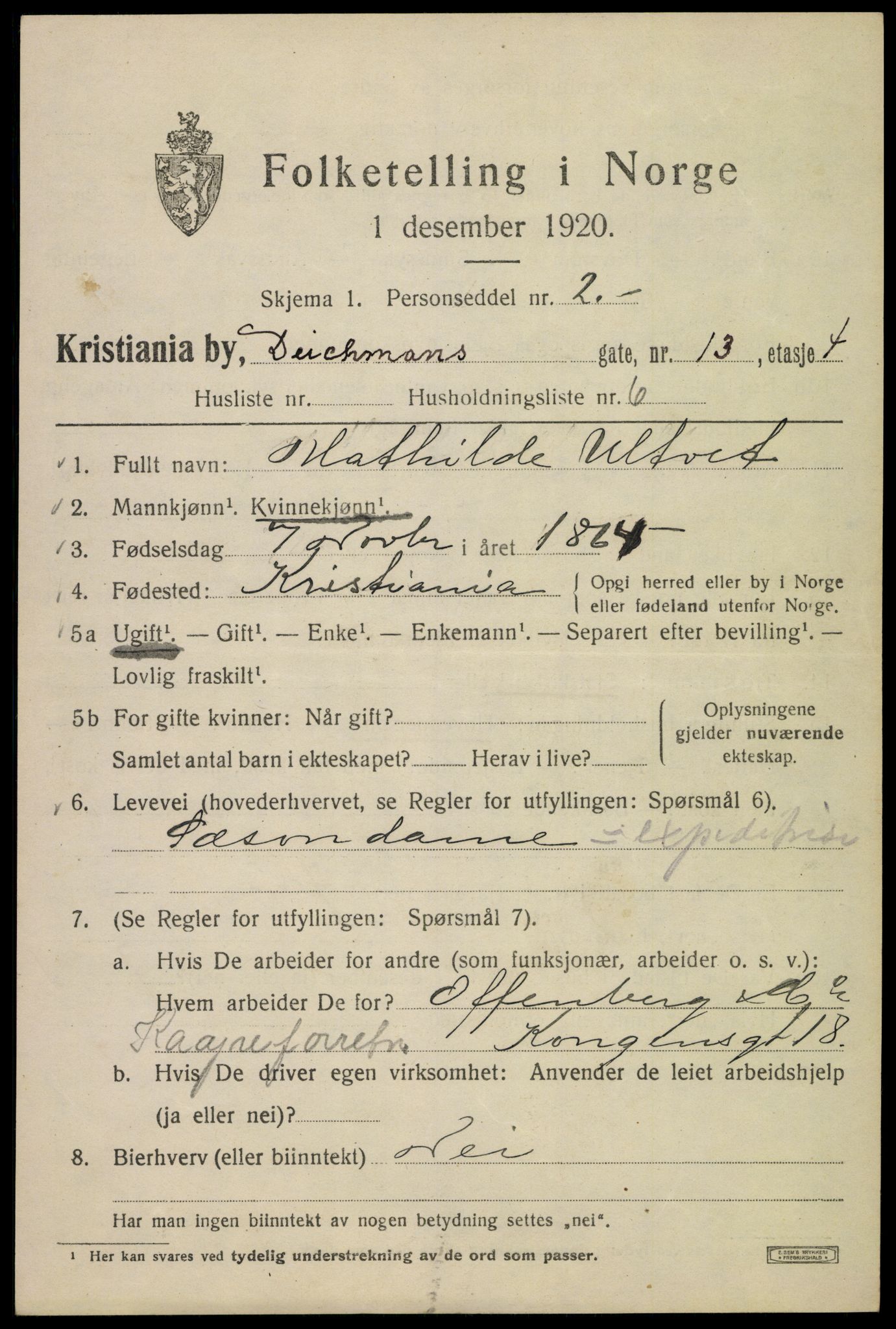 SAO, 1920 census for Kristiania, 1920, p. 198637