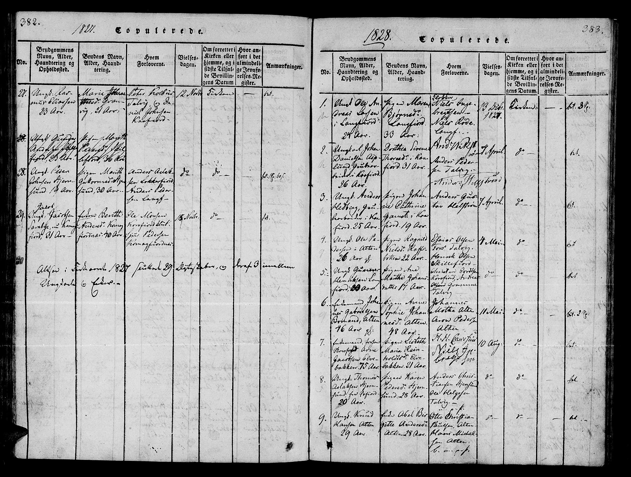 Talvik sokneprestkontor, SATØ/S-1337/H/Ha/L0008kirke: Parish register (official) no. 8, 1821-1837, p. 382-383