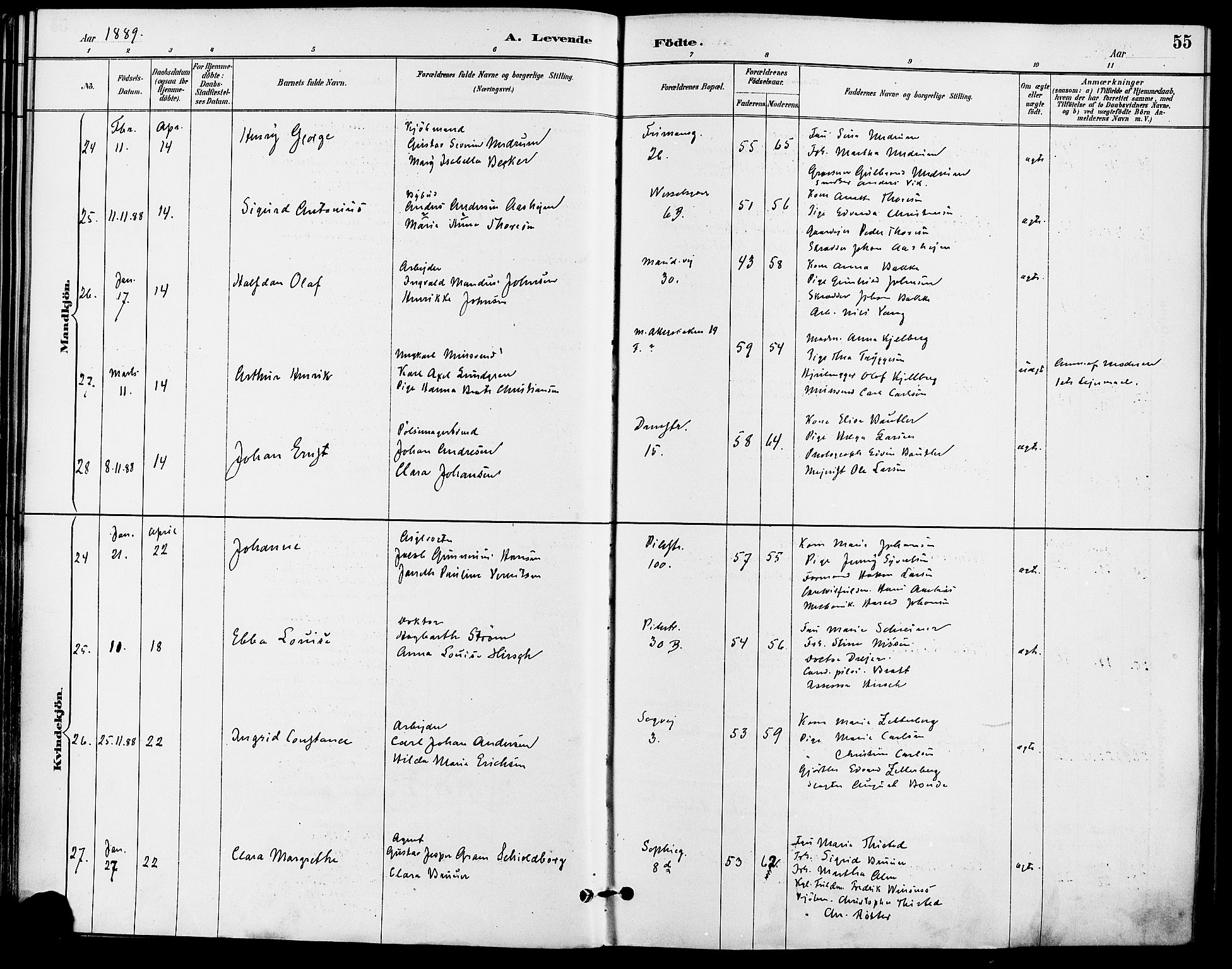 Gamle Aker prestekontor Kirkebøker, AV/SAO-A-10617a/F/L0008: Parish register (official) no. 8, 1887-1896, p. 55