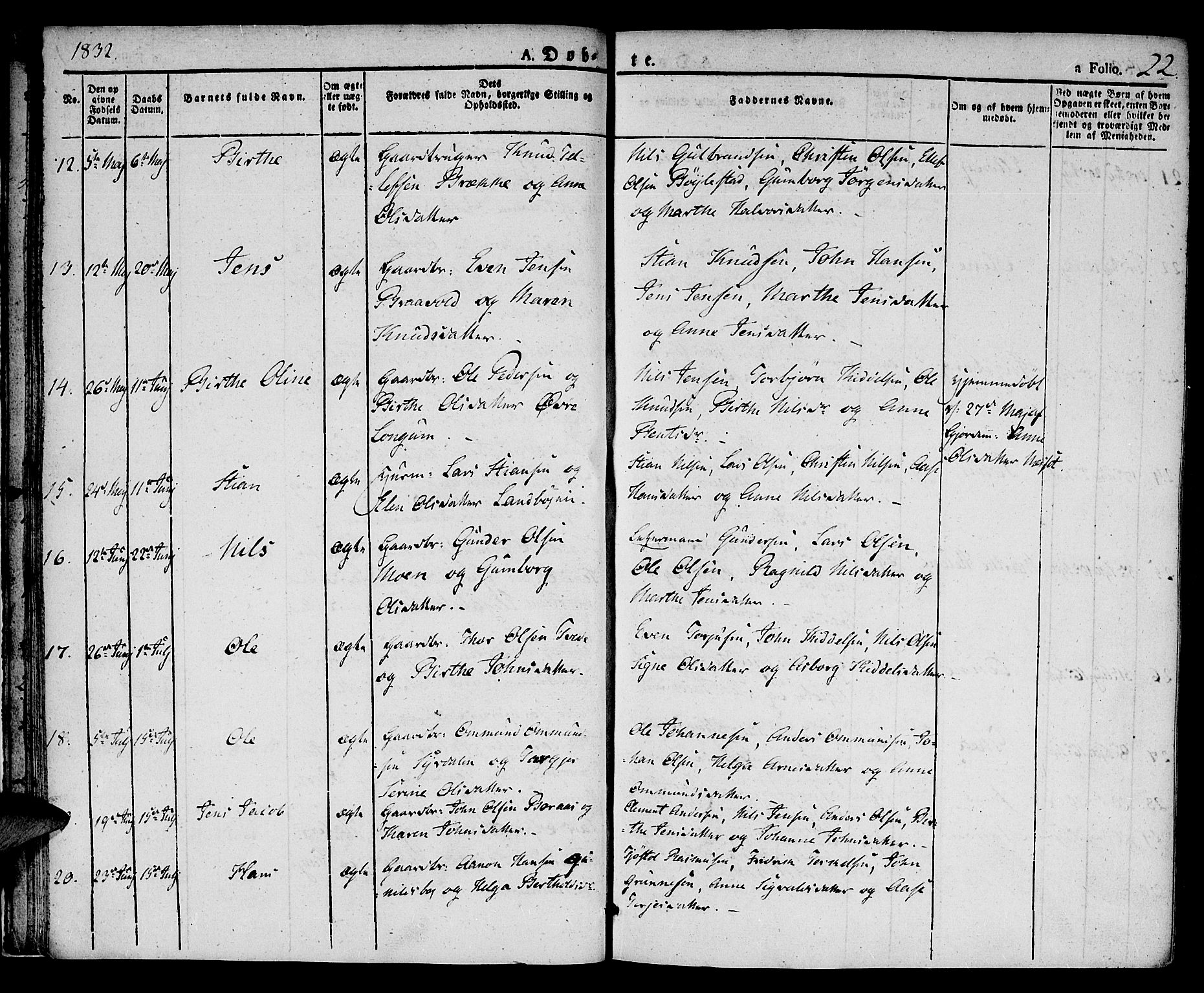 Austre Moland sokneprestkontor, AV/SAK-1111-0001/F/Fa/Faa/L0005: Parish register (official) no. A 5, 1825-1837, p. 22