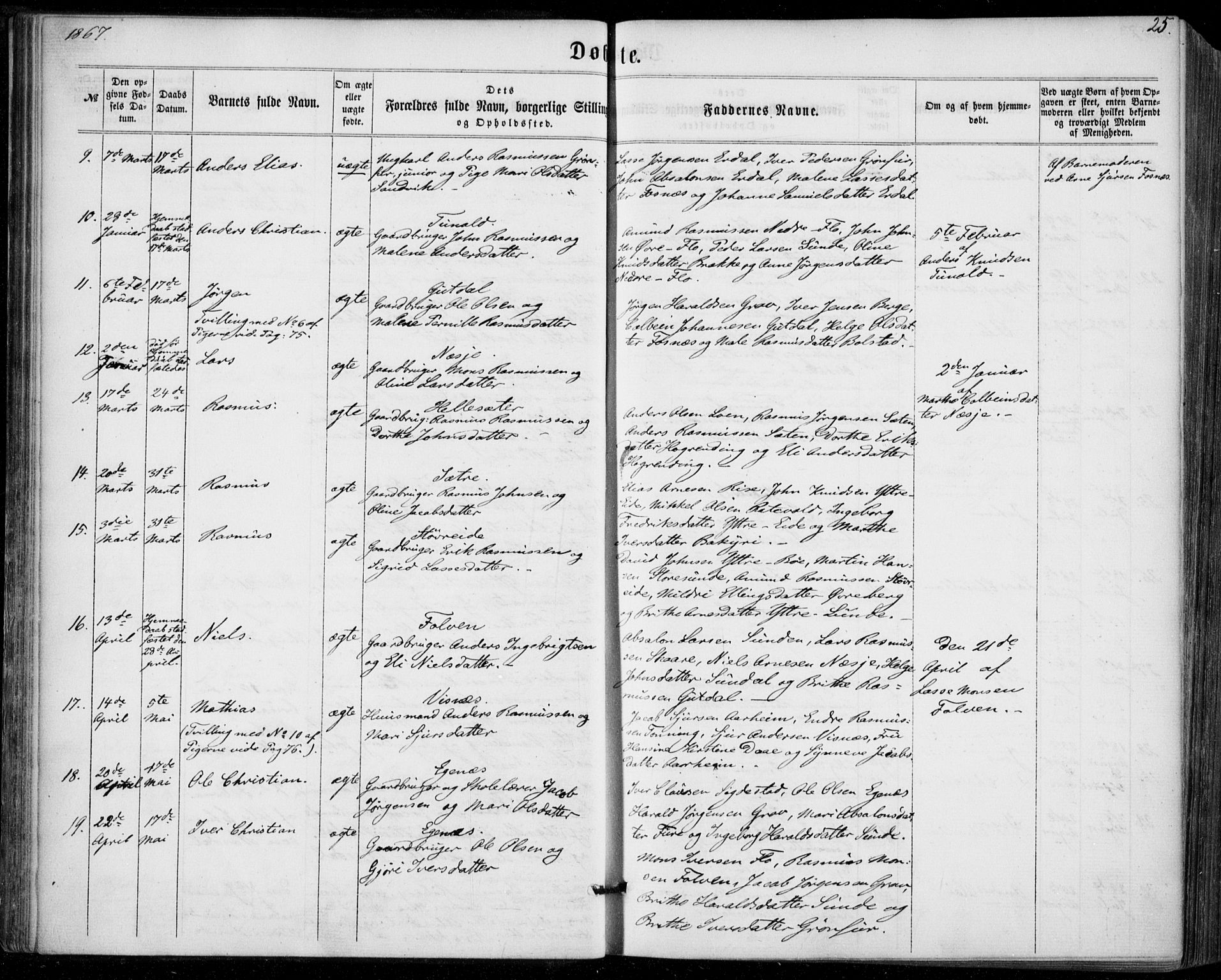 Stryn Sokneprestembete, AV/SAB-A-82501: Parish register (official) no. A 3, 1862-1877, p. 25