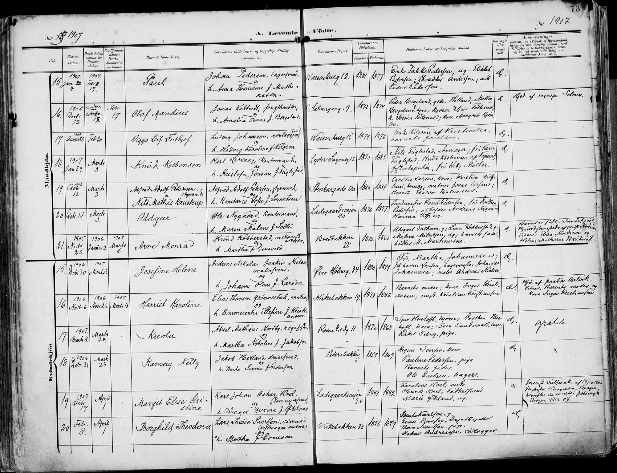 St. Petri sokneprestkontor, AV/SAST-A-101813/002/A/L0005: Parish register (official) no. A 23, 1902-1918, p. 73