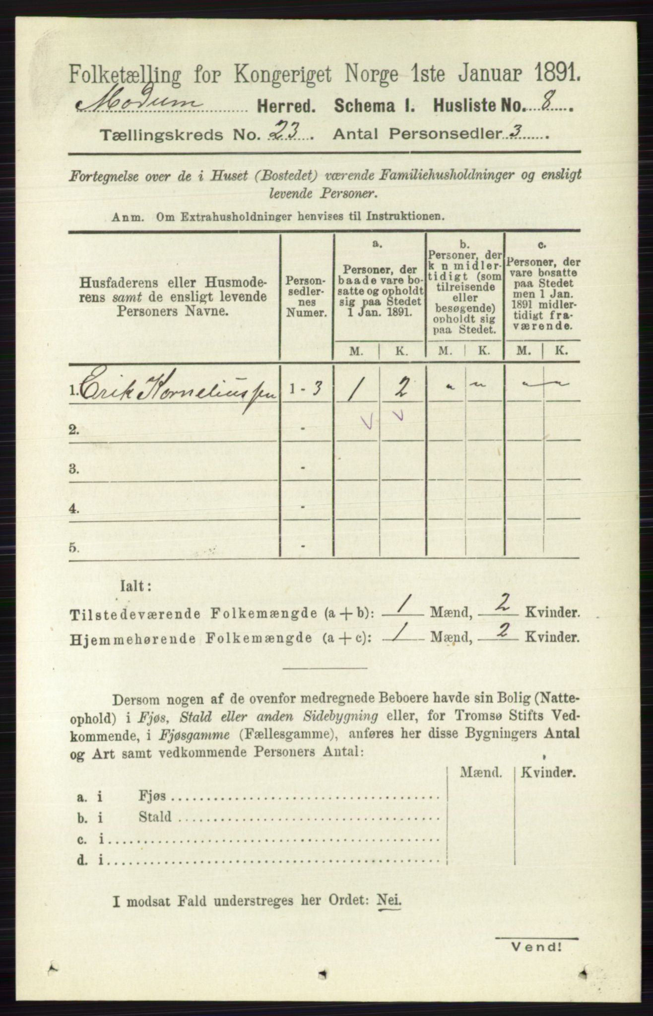 RA, 1891 census for 0623 Modum, 1891, p. 8675