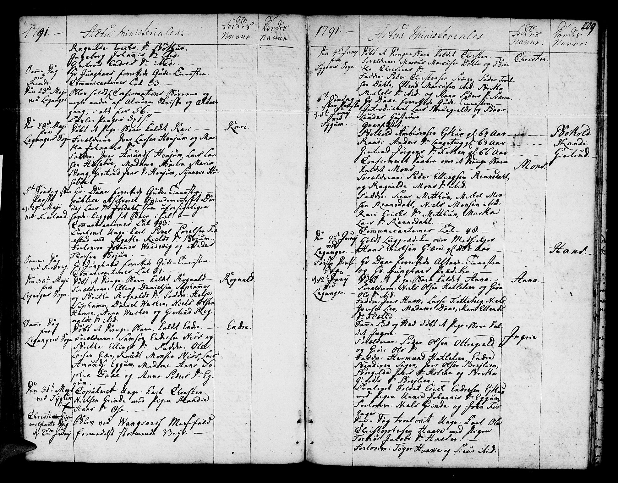 Leikanger sokneprestembete, SAB/A-81001: Parish register (official) no. A 4, 1770-1791, p. 209