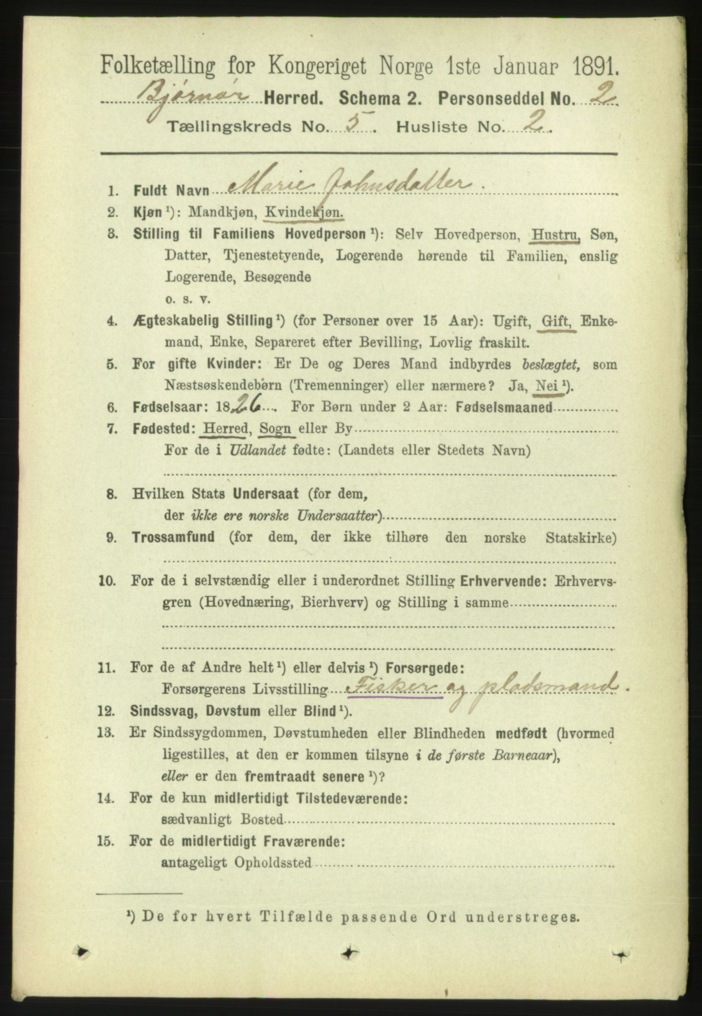 RA, 1891 census for 1632 Bjørnør, 1891, p. 2289