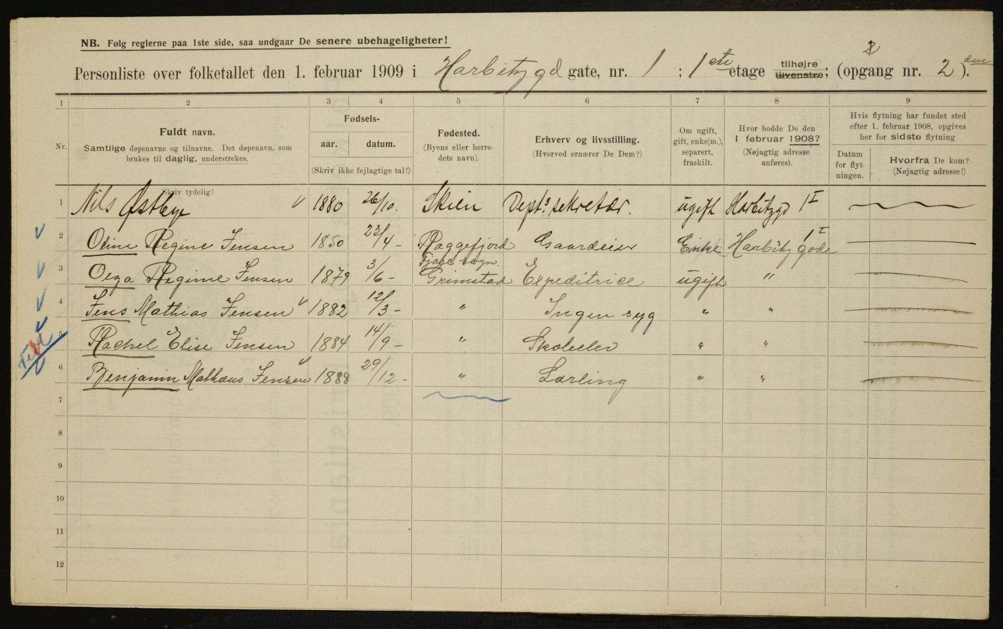 OBA, Municipal Census 1909 for Kristiania, 1909, p. 73313