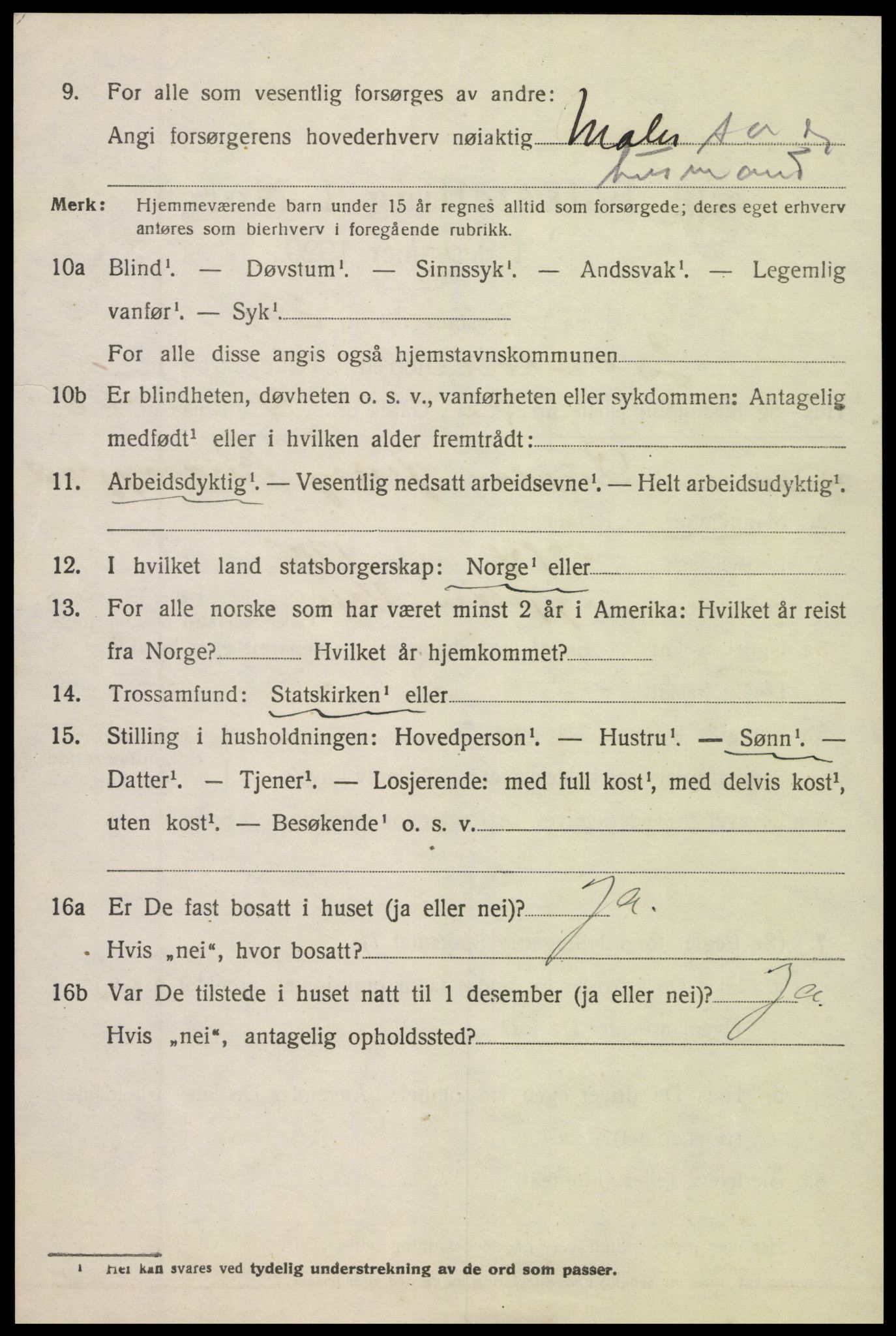 SAK, 1920 census for Gjerstad, 1920, p. 4620