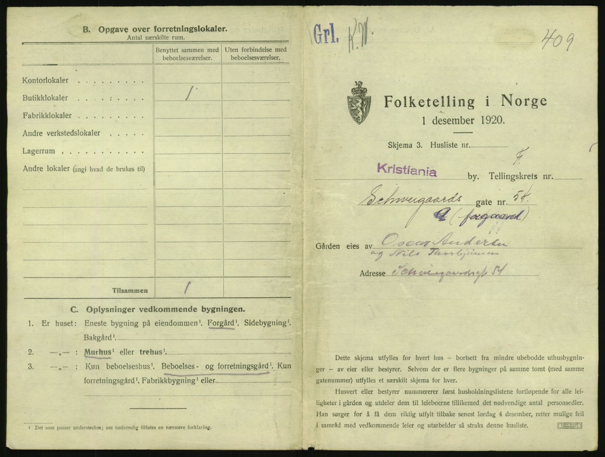 SAO, 1920 census for Kristiania, 1920, p. 91051