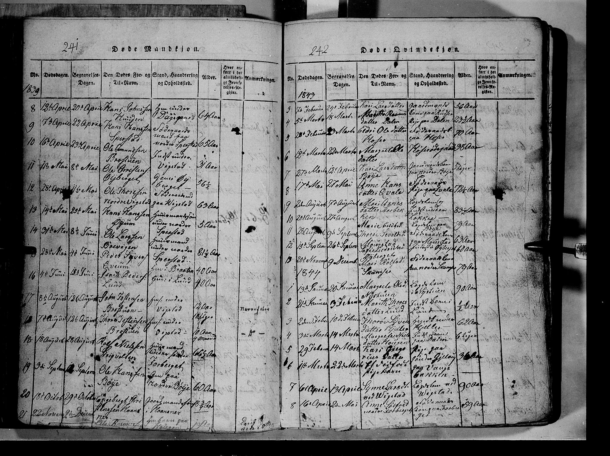 Lom prestekontor, SAH/PREST-070/L/L0003: Parish register (copy) no. 3, 1815-1844, p. 241-242