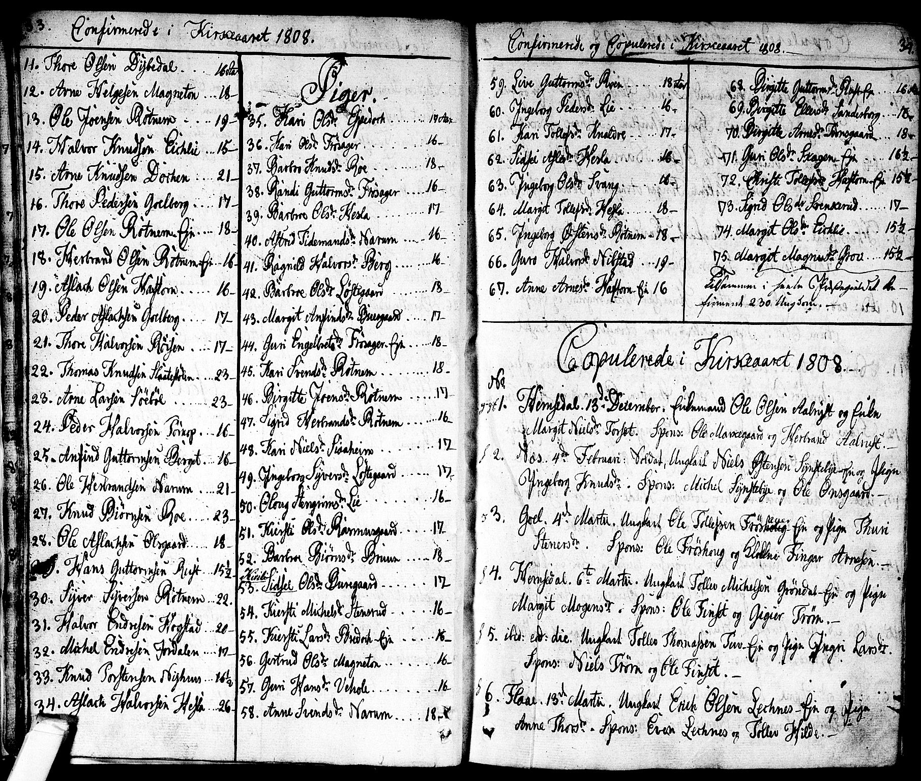 Nes kirkebøker, SAKO/A-236/F/Fa/L0006: Parish register (official) no. 6, 1808-1814, p. 33-34