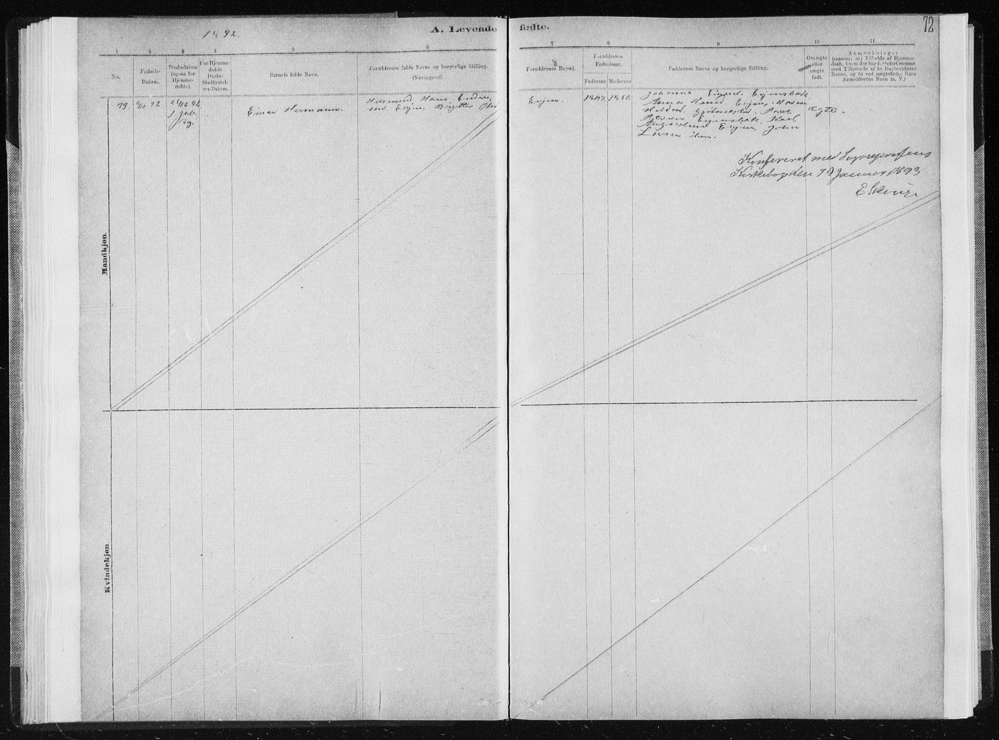 Ministerialprotokoller, klokkerbøker og fødselsregistre - Sør-Trøndelag, SAT/A-1456/668/L0818: Parish register (copy) no. 668C07, 1885-1898, p. 72