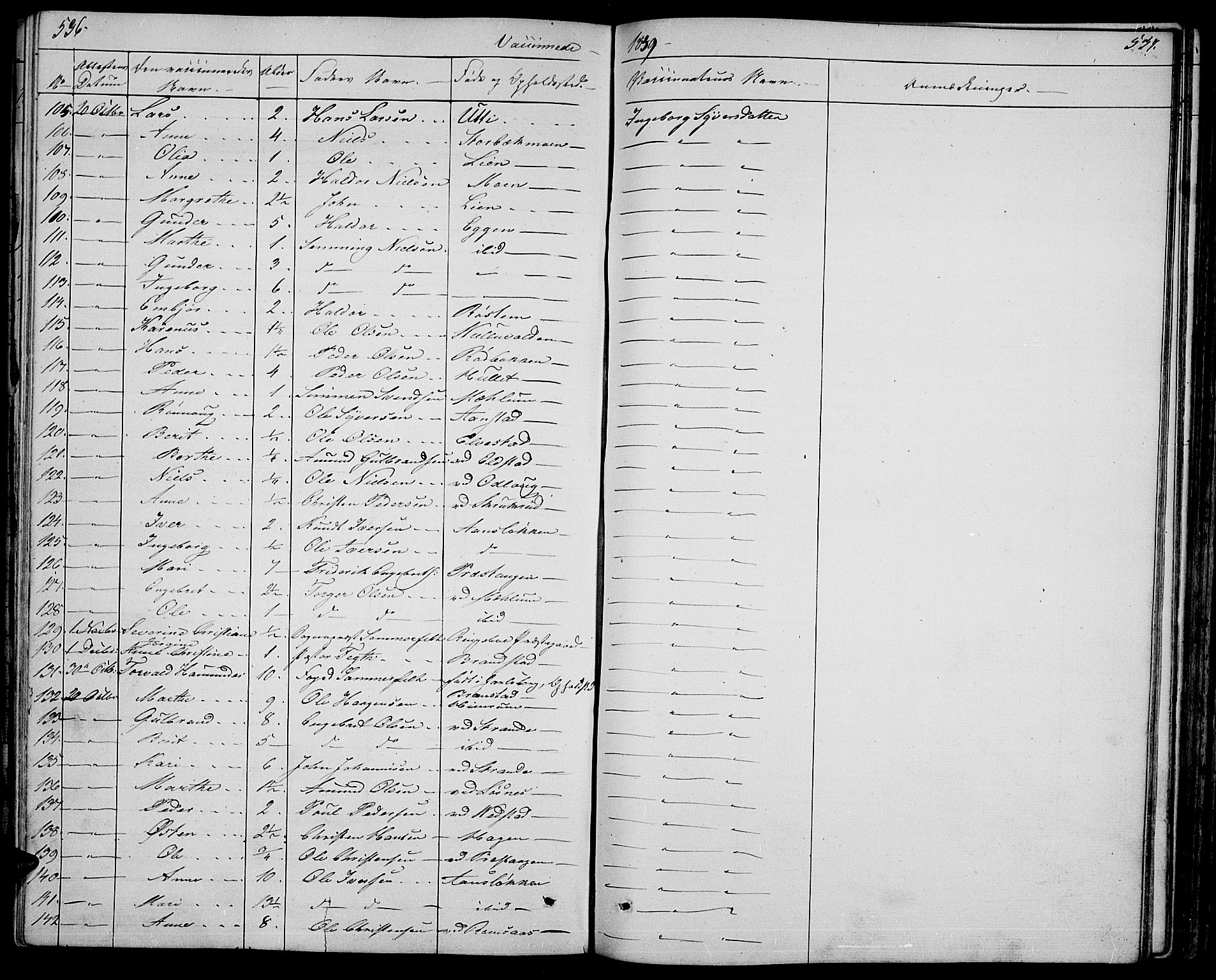 Ringebu prestekontor, SAH/PREST-082/H/Ha/Hab/L0002: Parish register (copy) no. 2, 1839-1853, p. 536-537