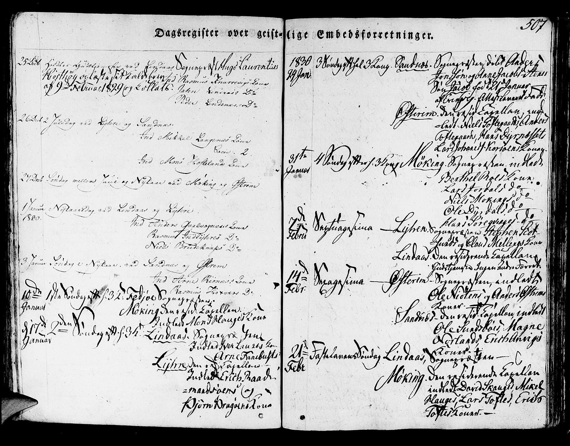 Lindås Sokneprestembete, SAB/A-76701/H/Haa: Parish register (official) no. A 8, 1823-1836, p. 507