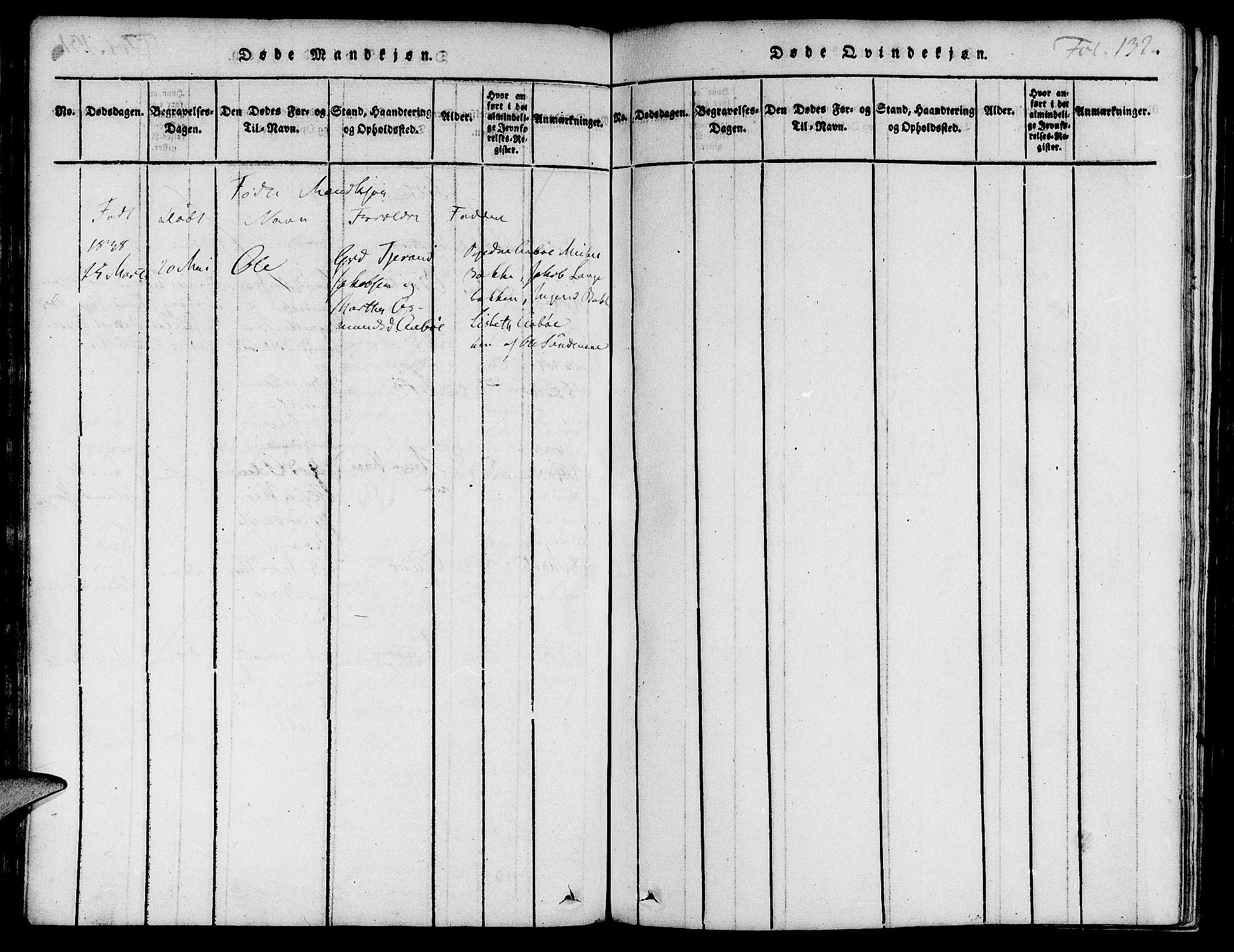 Suldal sokneprestkontor, AV/SAST-A-101845/01/IV/L0007: Parish register (official) no. A 7, 1817-1838, p. 132