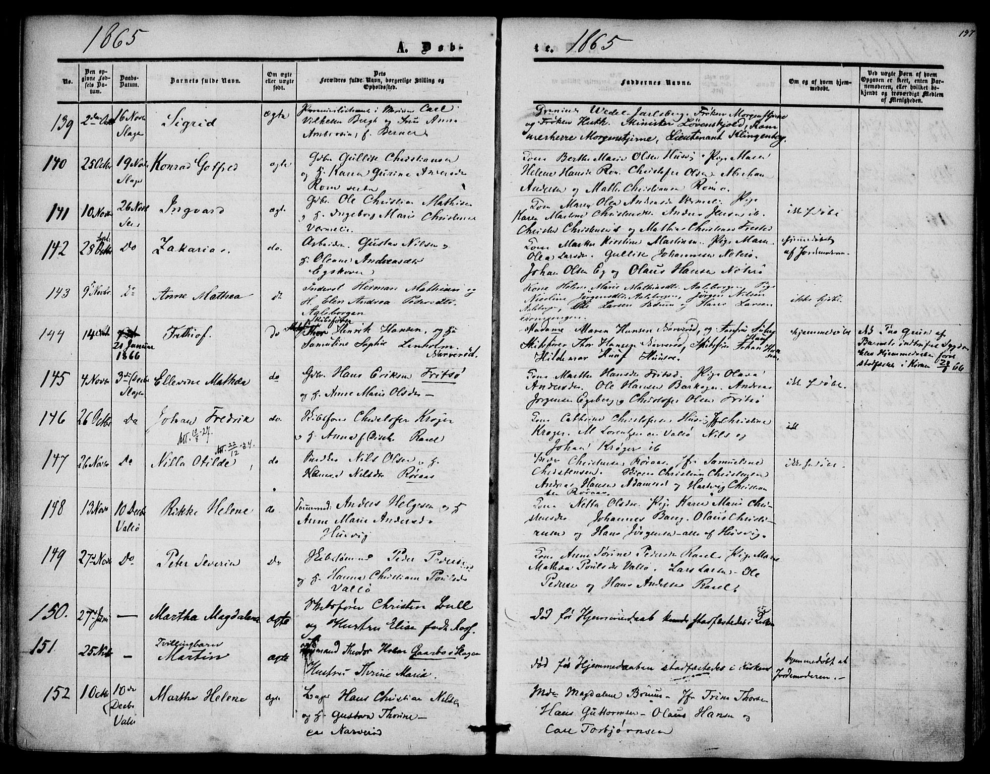 Sem kirkebøker, SAKO/A-5/F/Fa/L0007: Parish register (official) no. I 7, 1856-1865, p. 197