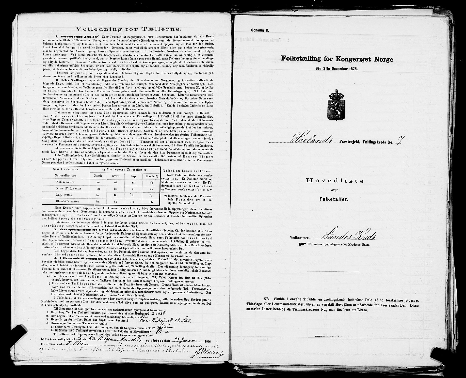 SAST, 1875 census for 1124P Håland, 1875, p. 26