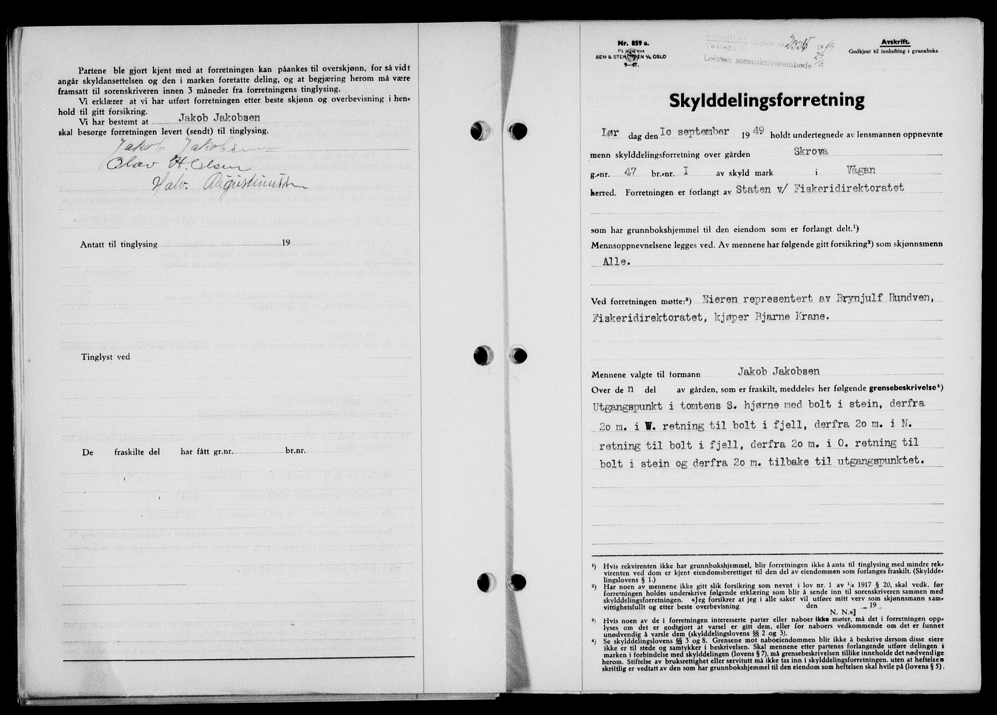 Lofoten sorenskriveri, SAT/A-0017/1/2/2C/L0021a: Mortgage book no. 21a, 1949-1949, Diary no: : 2325/1949